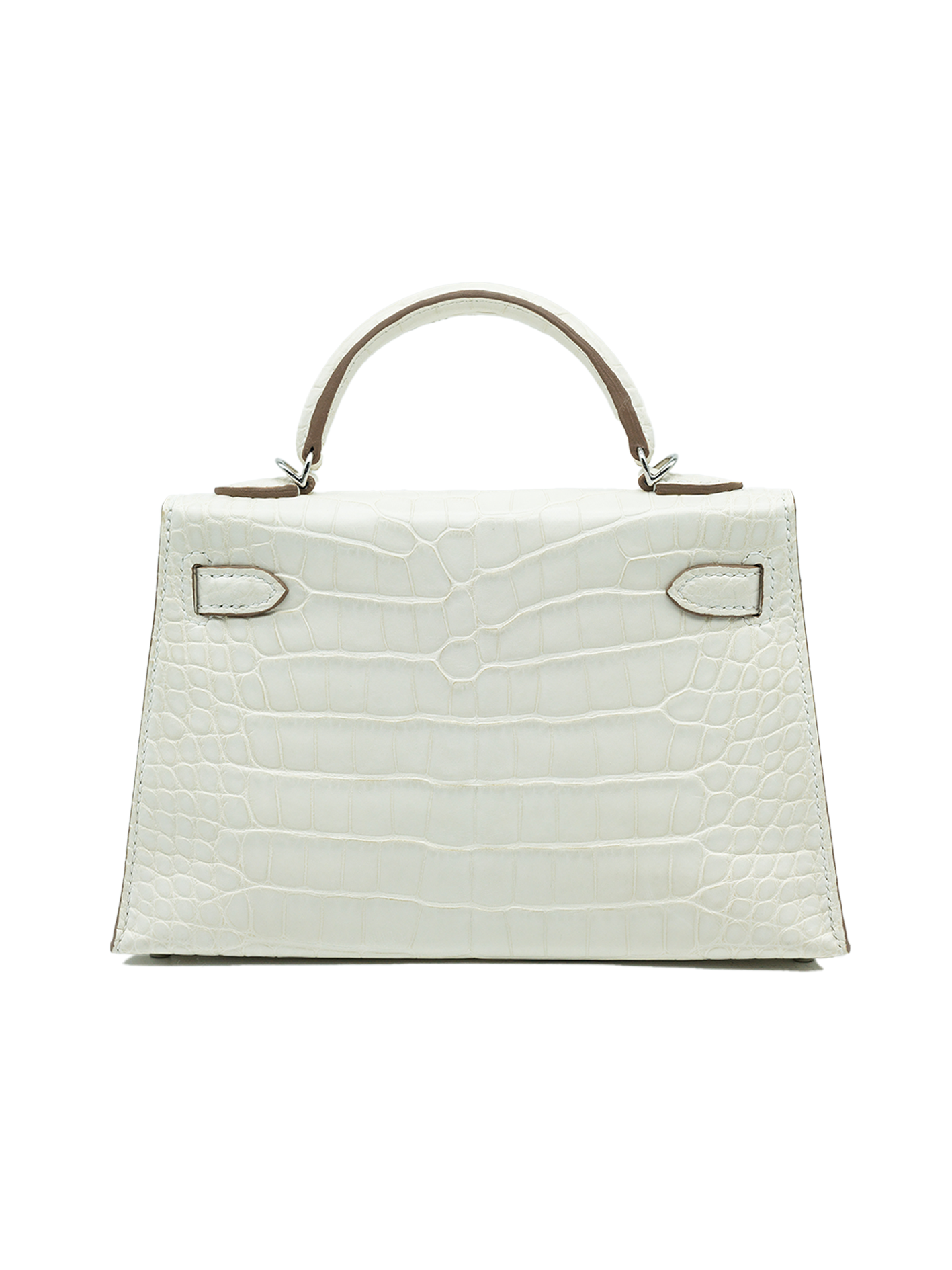 NEW HERMÈS MINI KELLY II BORÉAL SATIN ALLIGATOR CROCODILE NATA PHW