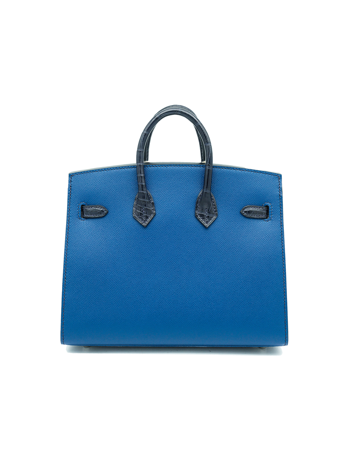 NEW HERMÈS FAUBOURG BIRKIN 20 BLUE MARINE MATTE ALLIGATOR/ DEEP BLUE CRAIE EPSOM/ ORANGE H SWIFT PHW