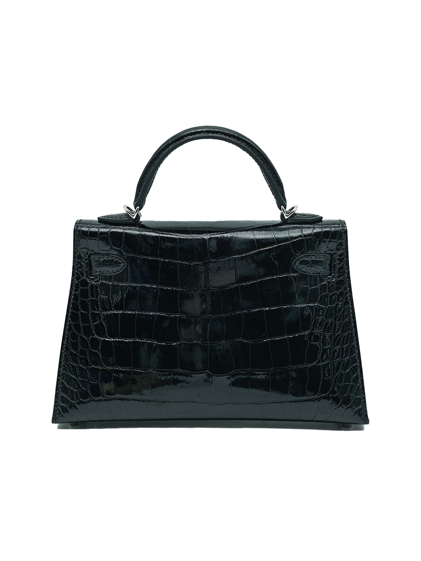 PRE-LOVED HERMÈS MINI KELLY II ALLIGATOR CROCODILE BLACK PHW
