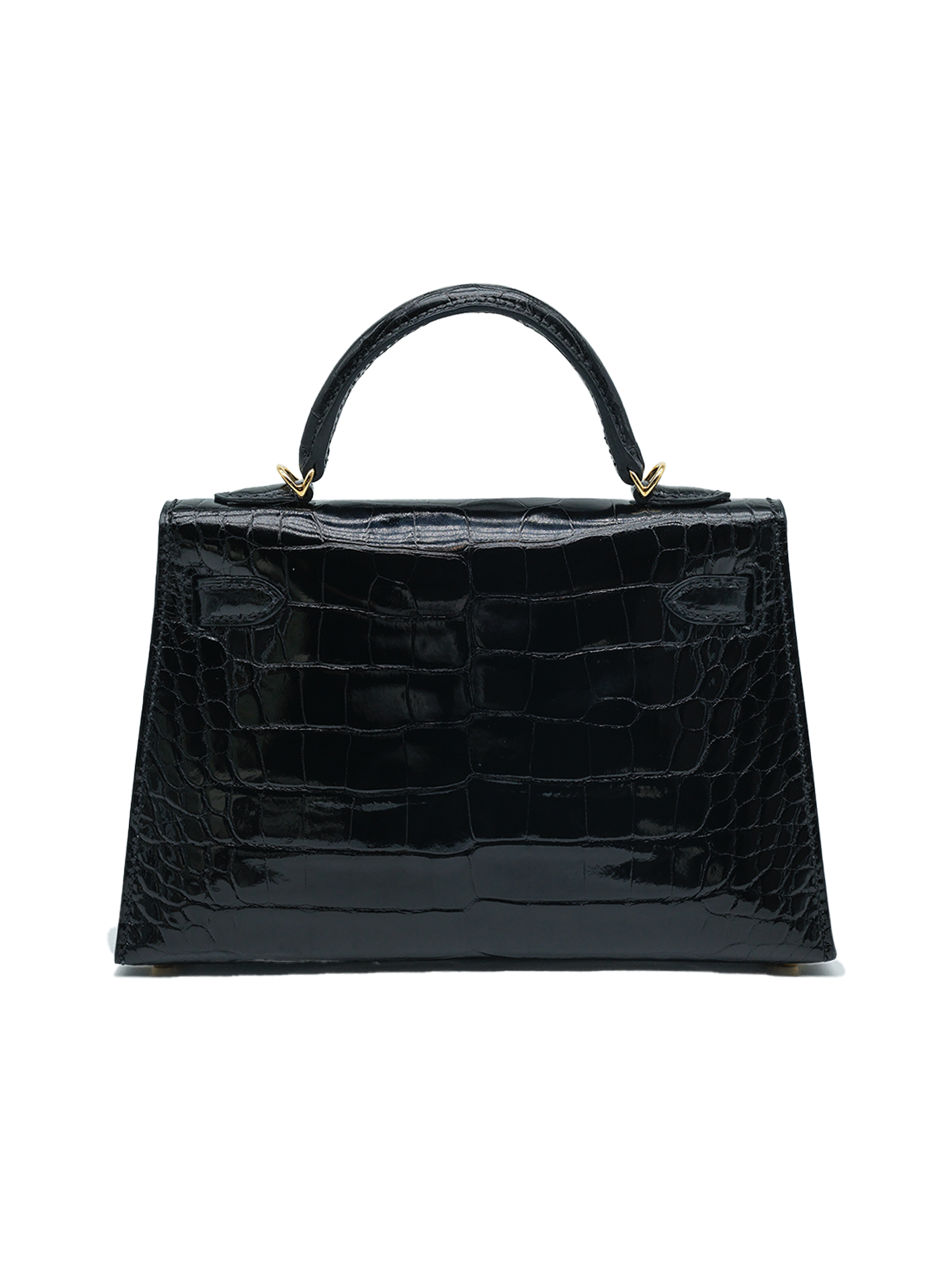 PRE-LOVED HERMÈS MINI KELLY II ALLIGATOR CROCODILE BLACK GHW