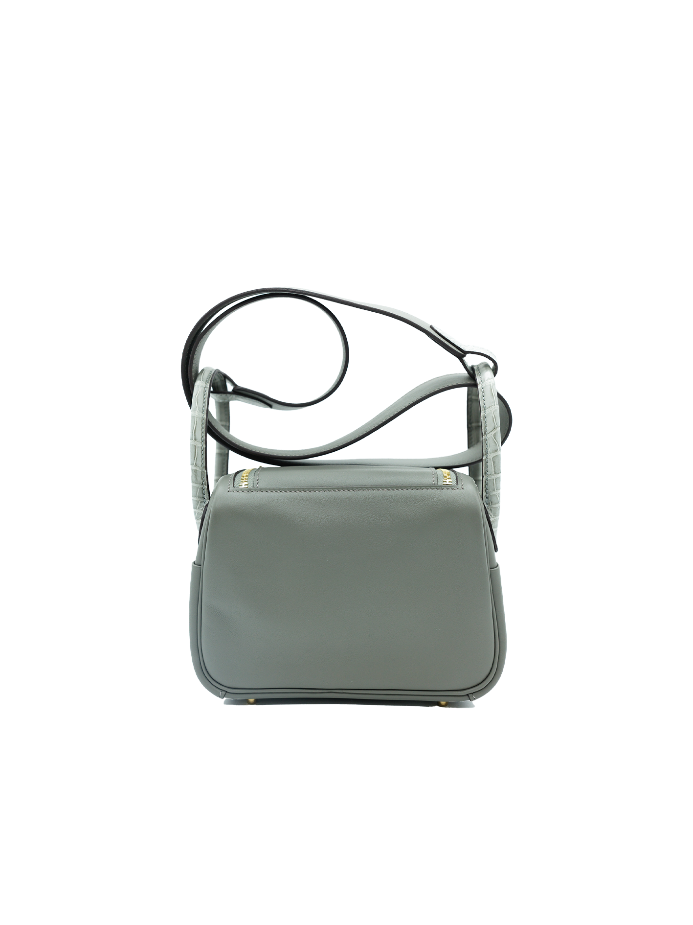 PRE-LOVED HERMÈS MINI LINDY TOUCH SWIFT/ ALLIGATOR CROCODILE GRIS MEYER/ GRIS PERLE GHW
