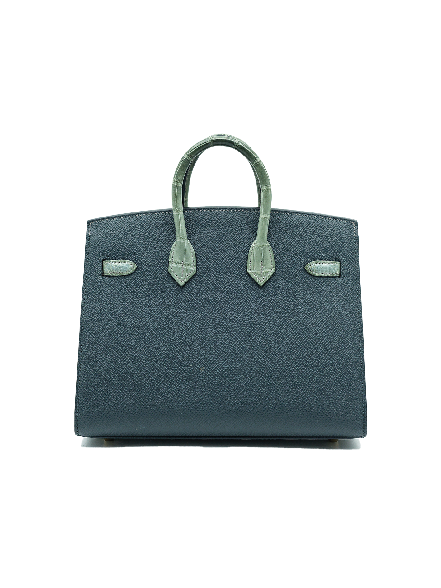 NEW HERMÈS FAUBOURG BIRKIN 20 GRIS CIMENT MATTE ALLIGATOR/ GRIS MISTY CRAIE EPSOM/ ORANGE H BLACK SWIFT PBHW