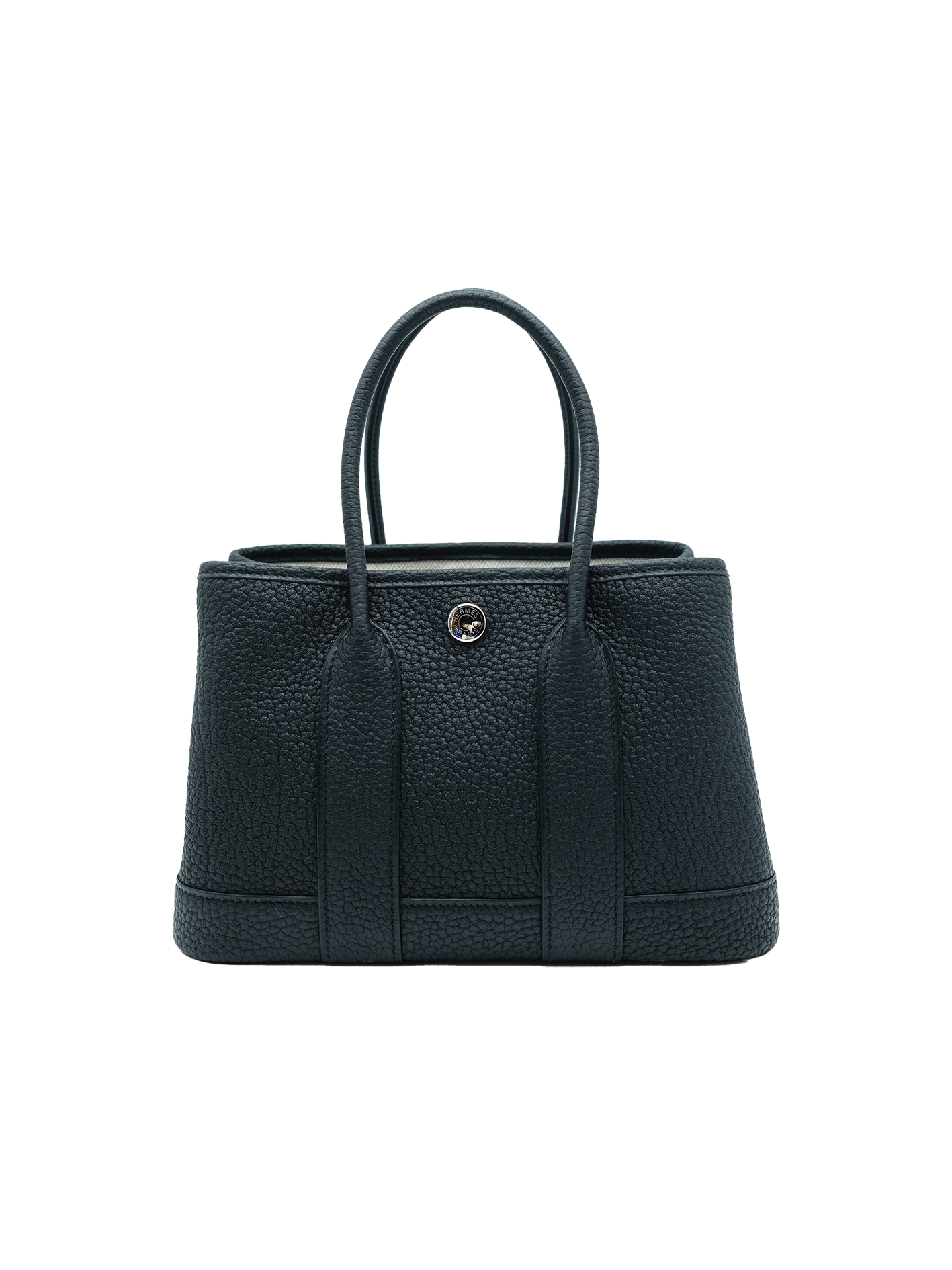 NEW HERMÈS MINI GARDEN PARTY TOILE/ TOGO BLACK PHW