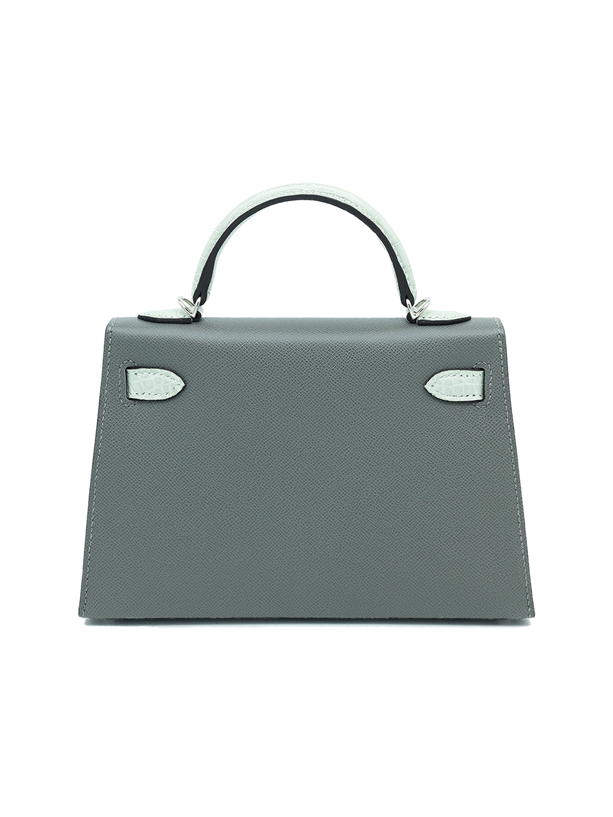 NEW HERMÈS MINI KELLY II TOUCH ALLIGATOR CROCODILE/ MADAM GRIS MEYER/ GRIS NEVE PHW
