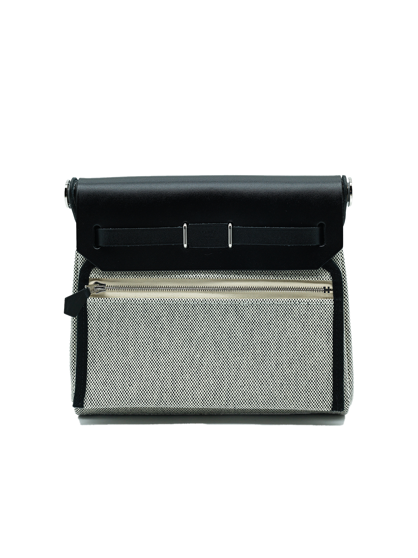 NEW HERMÈS MINI HERBAG TOILE BLACK/ ECRU PHW