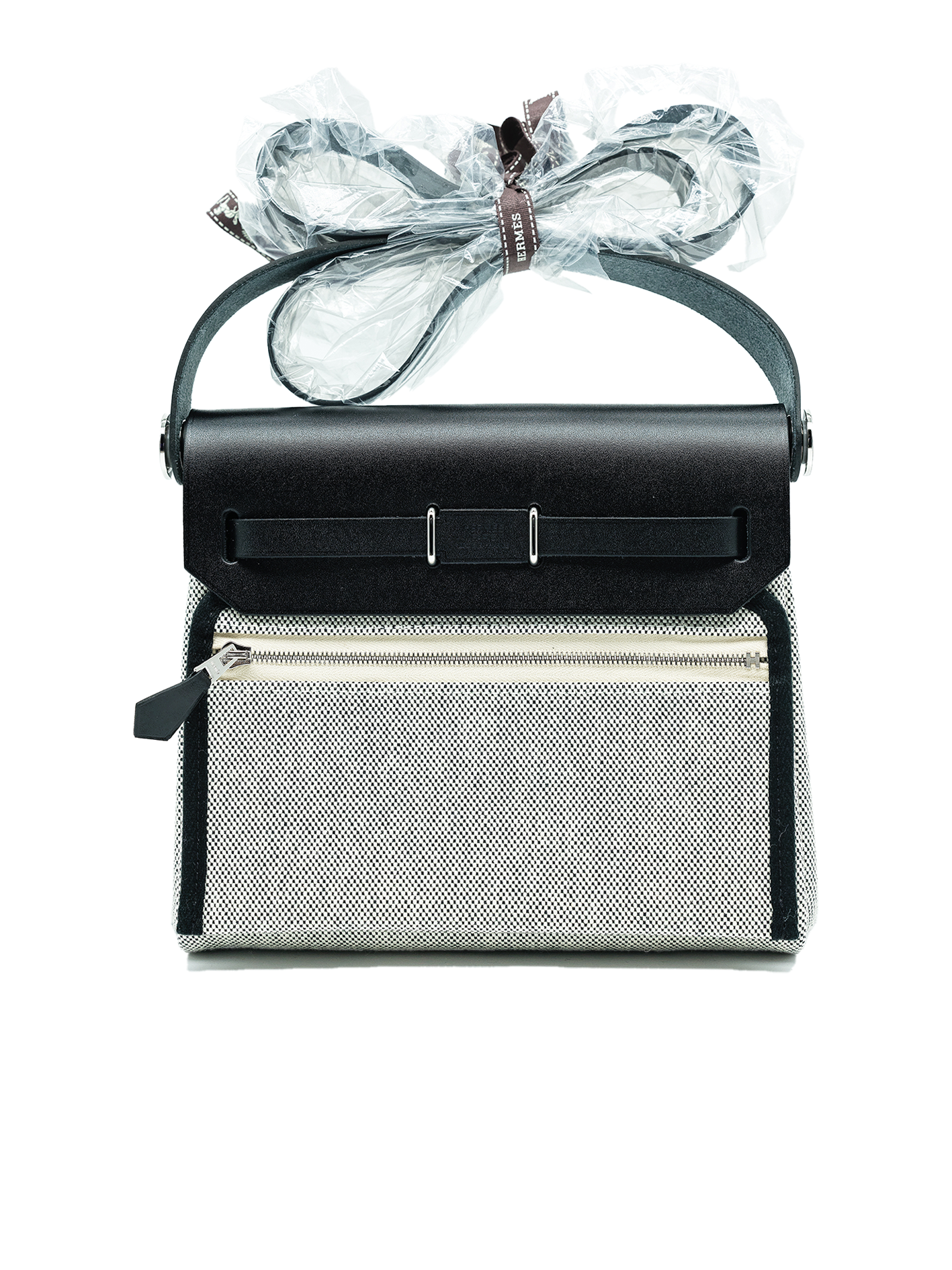 NEW HERMÈS MINI HERBAG TOILE BLACK PHW
