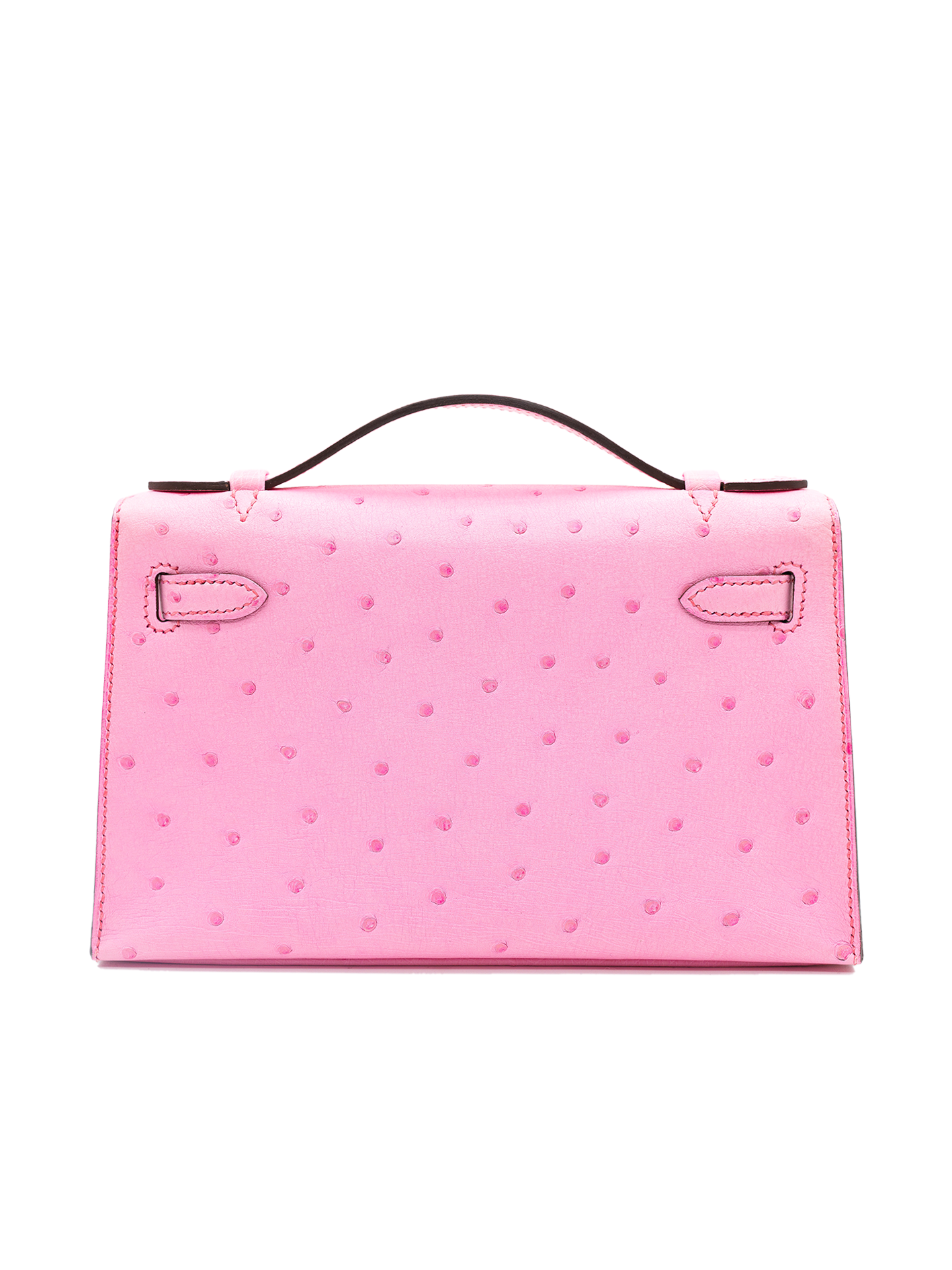 PRE-LOVED HERMÈS KELLY POCHETTE OSTRICH ROSE BUBBLEGUM PHW