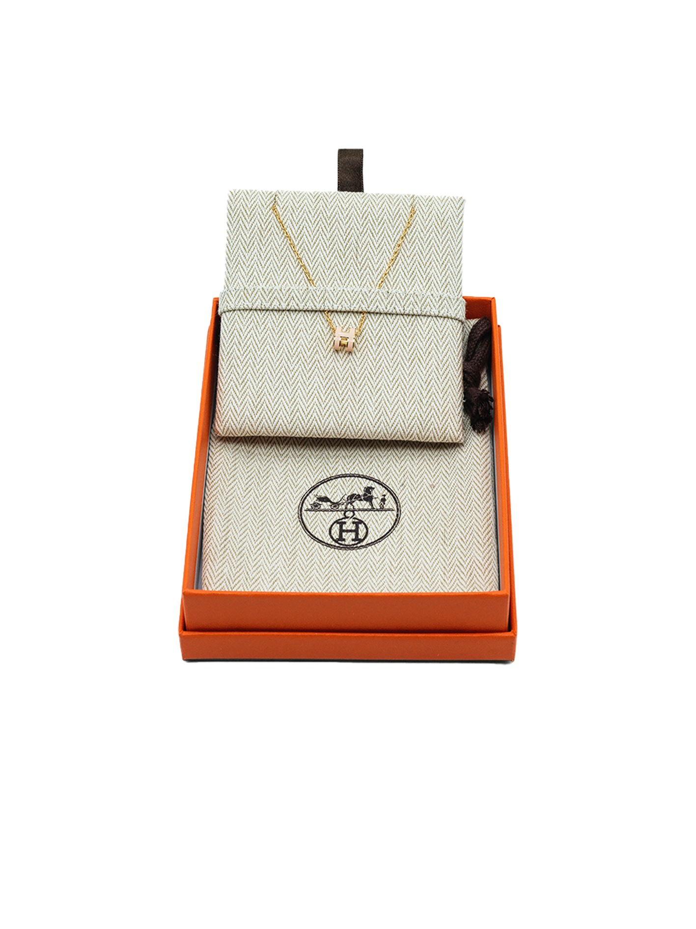 NEW HERMÈS MINI POP H NECKLACE ROSE DRAGÉE GHW