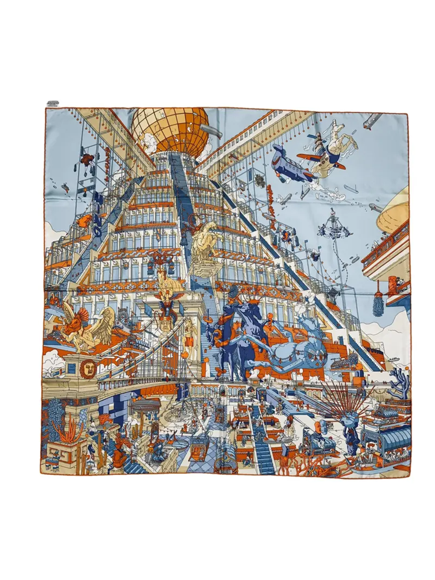 NEW HERMÈS LA LEGENDE DU CHEVAL A PLUMES CARRES SCARF 90 CM ORANGE/ CI