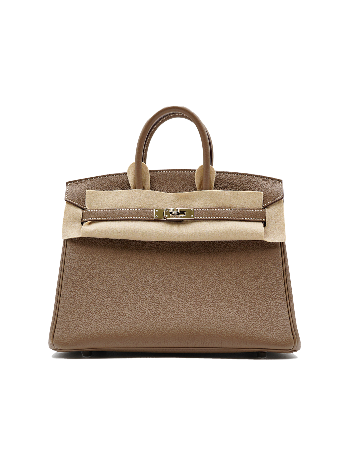 Togo And Epsom Leather PRE-LOVED HERMES BIRKIN 25 TOGO ETOUPE PHW