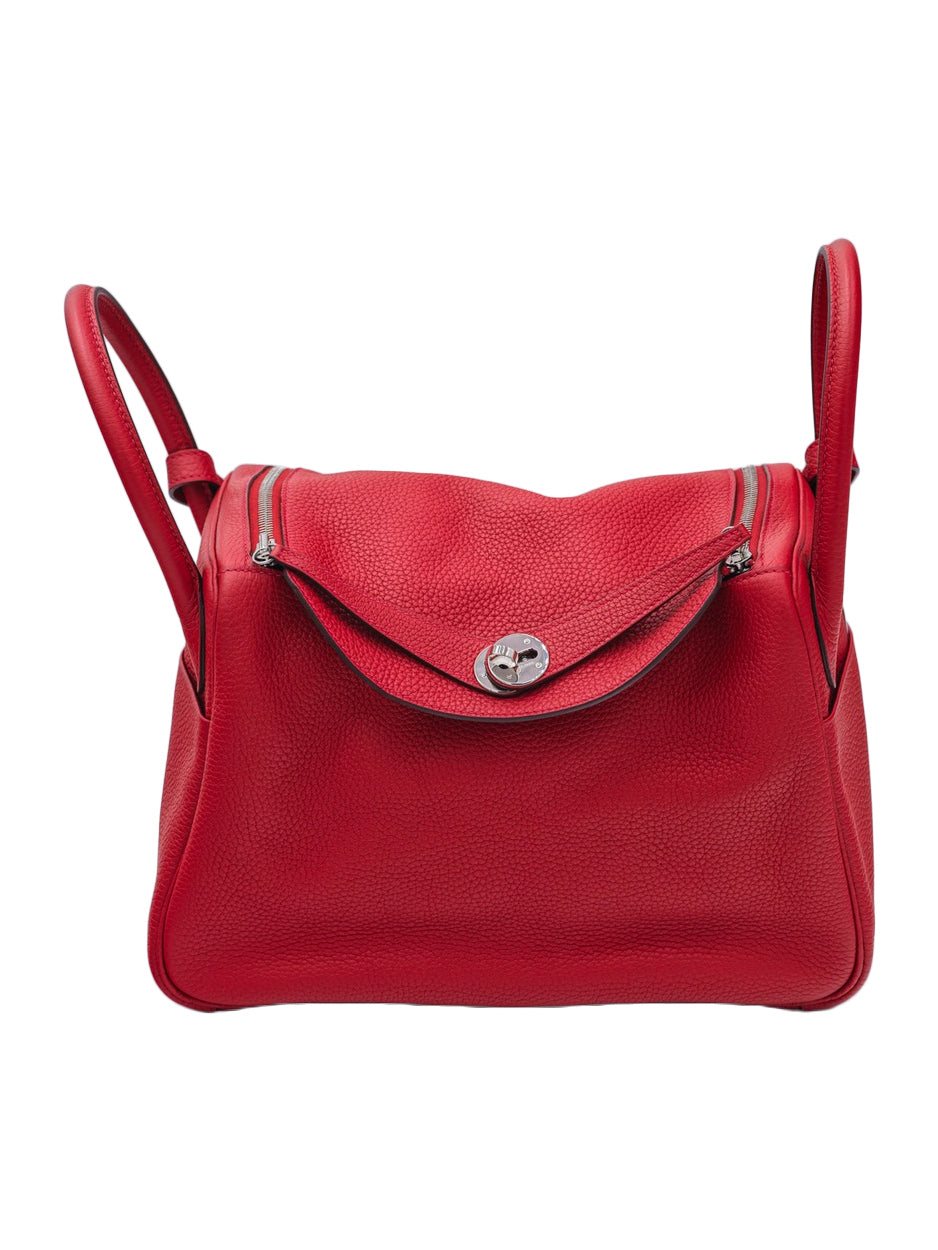 PRE-LOVED HERMES LINDY 30 TAURILLON CLEMENCE ROUGE CASAQUE PHW