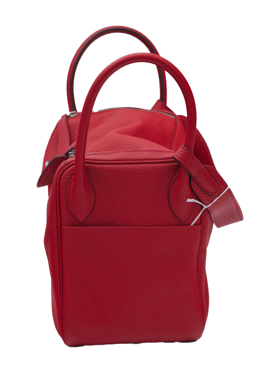 PRE-LOVED HERMES LINDY 30 TAURILLON CLEMENCE ROUGE CASAQUE PHW