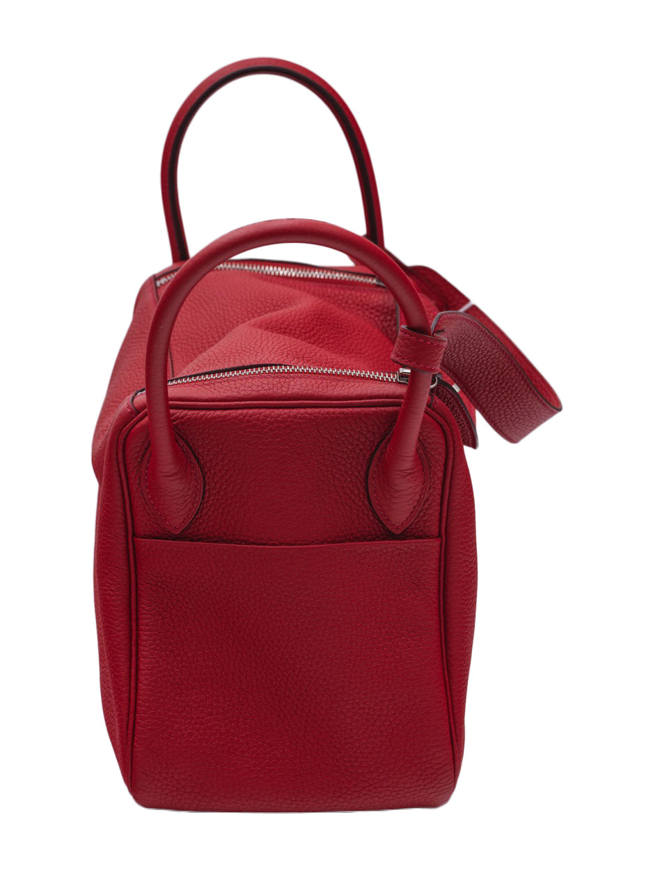PRE-LOVED HERMES LINDY 30 TAURILLON CLEMENCE ROUGE CASAQUE PHW