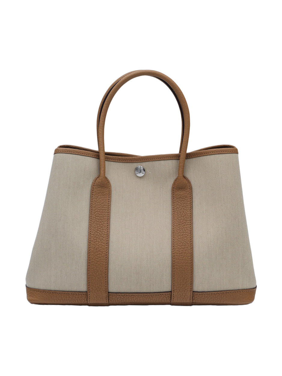NEW HERMES GARDEN PARTY 30 BISCUIT W/ TOILE PHW