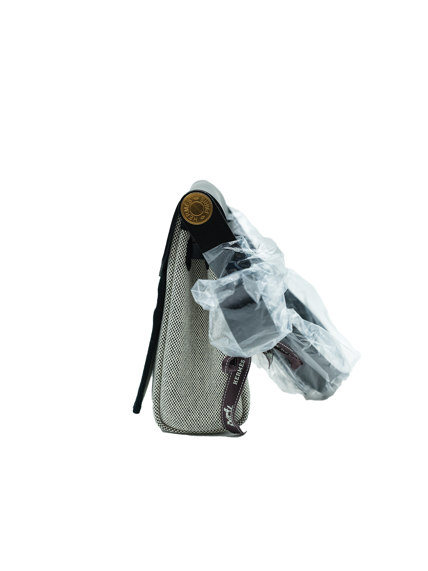 NEW HERMES MINI HERBAG TOILE ÉCUR/ BLACK GHW