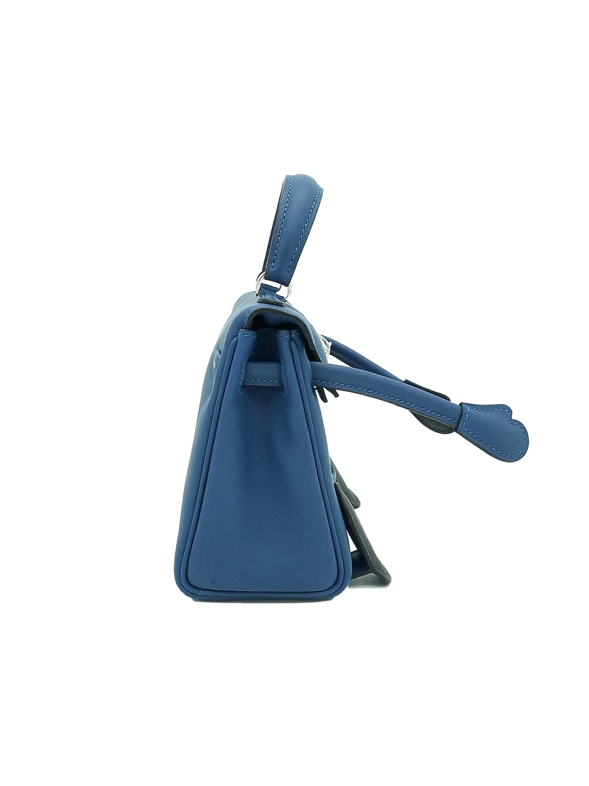 NEW HERMÈS QUELLE IDOLE KELLY DOLL SWIFT BLEU TIE/ CABAN PHW