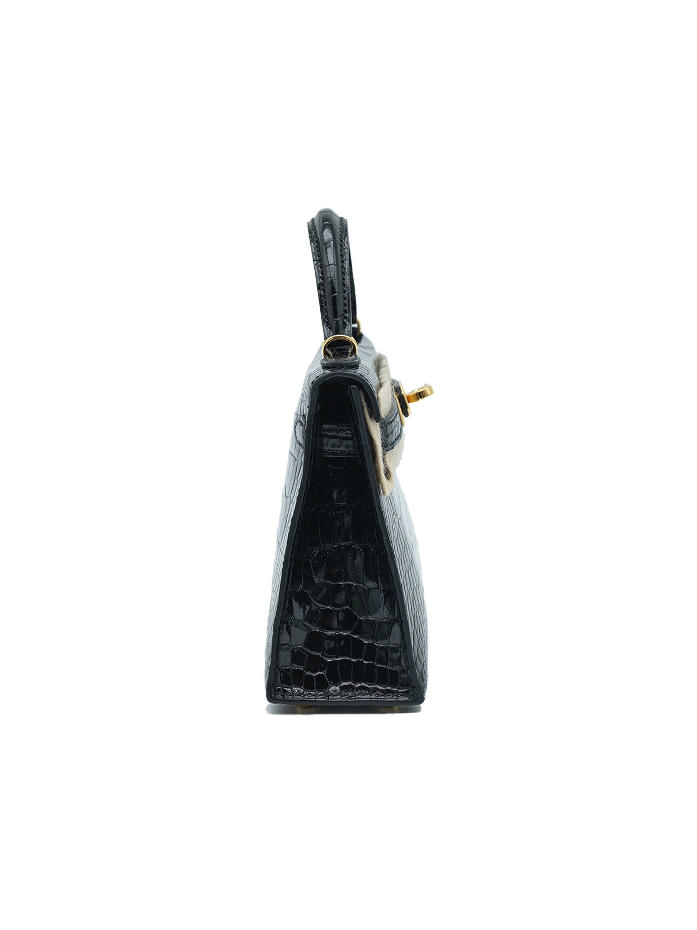 PRE-LOVED HERMÈS MINI KELLY II ALLIGATOR CROCODILE BLACK GHW