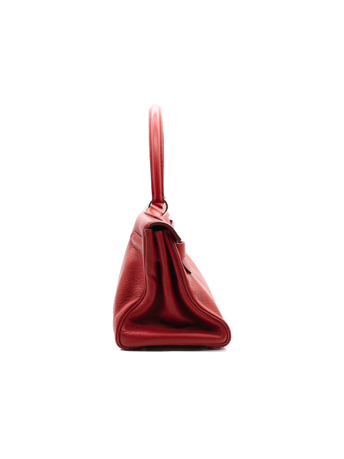 PRE-LOVED HERMÈS KELLY SHOULDER TAURILLON CLEMENCE ROUGH GRENAT PHW