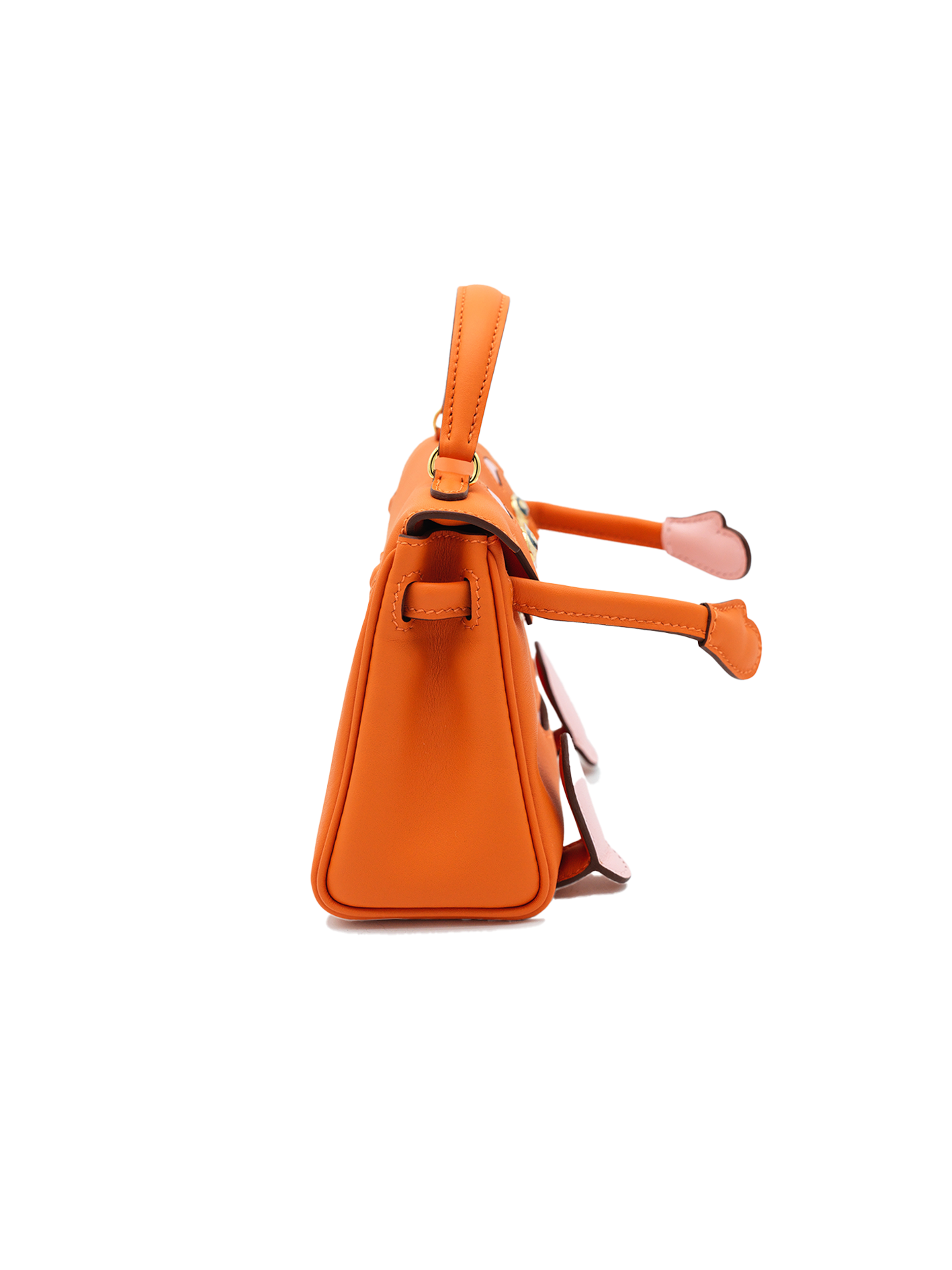 NEW HERMÈS QUELLE IDOLE KELLY DOLL SWIFT ORANGE/ ROSE SAKURA GHW