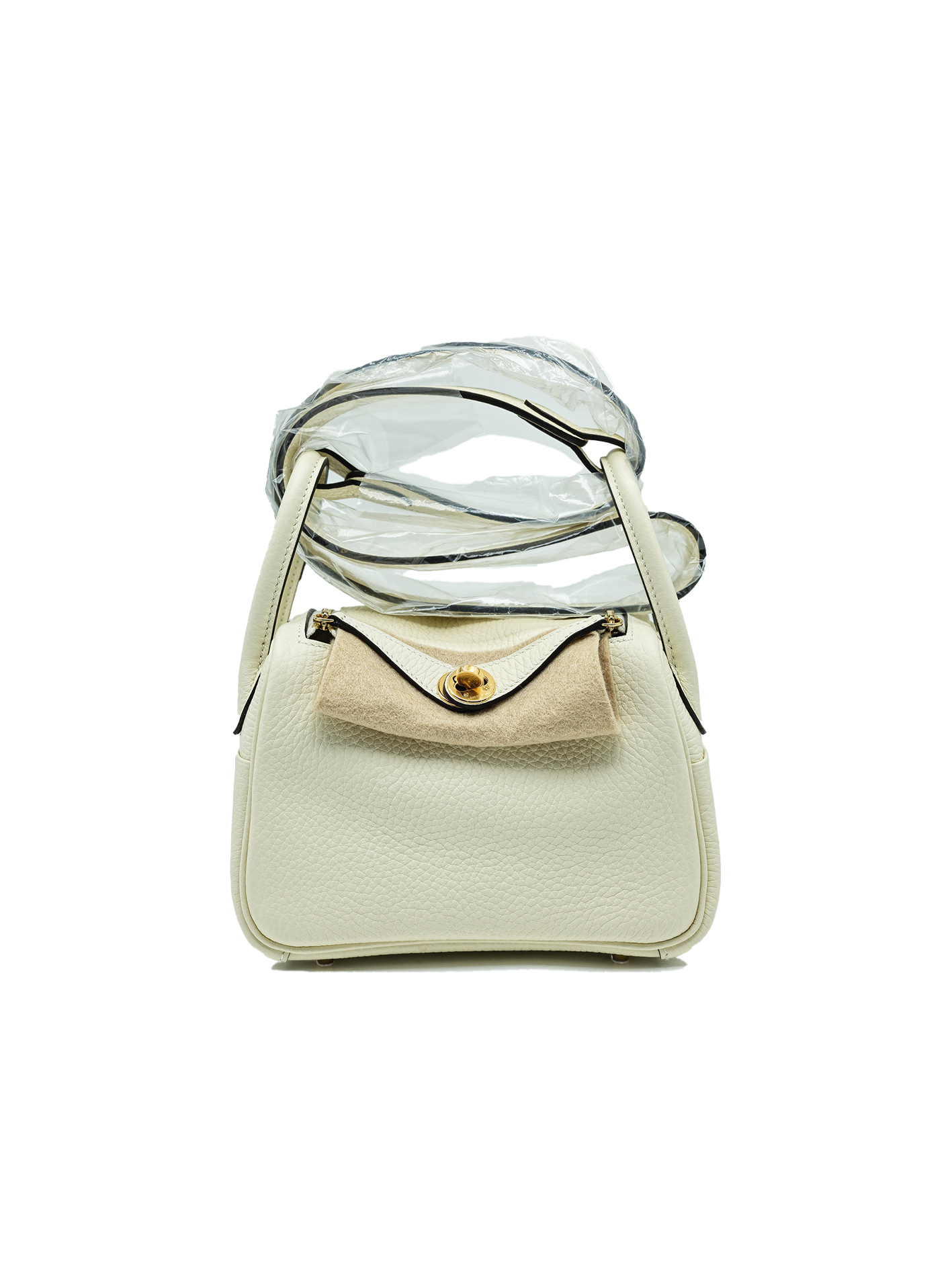 NEW HERMÈS MINI LINDY TAURILLON CLEMENCE CREAM GHW