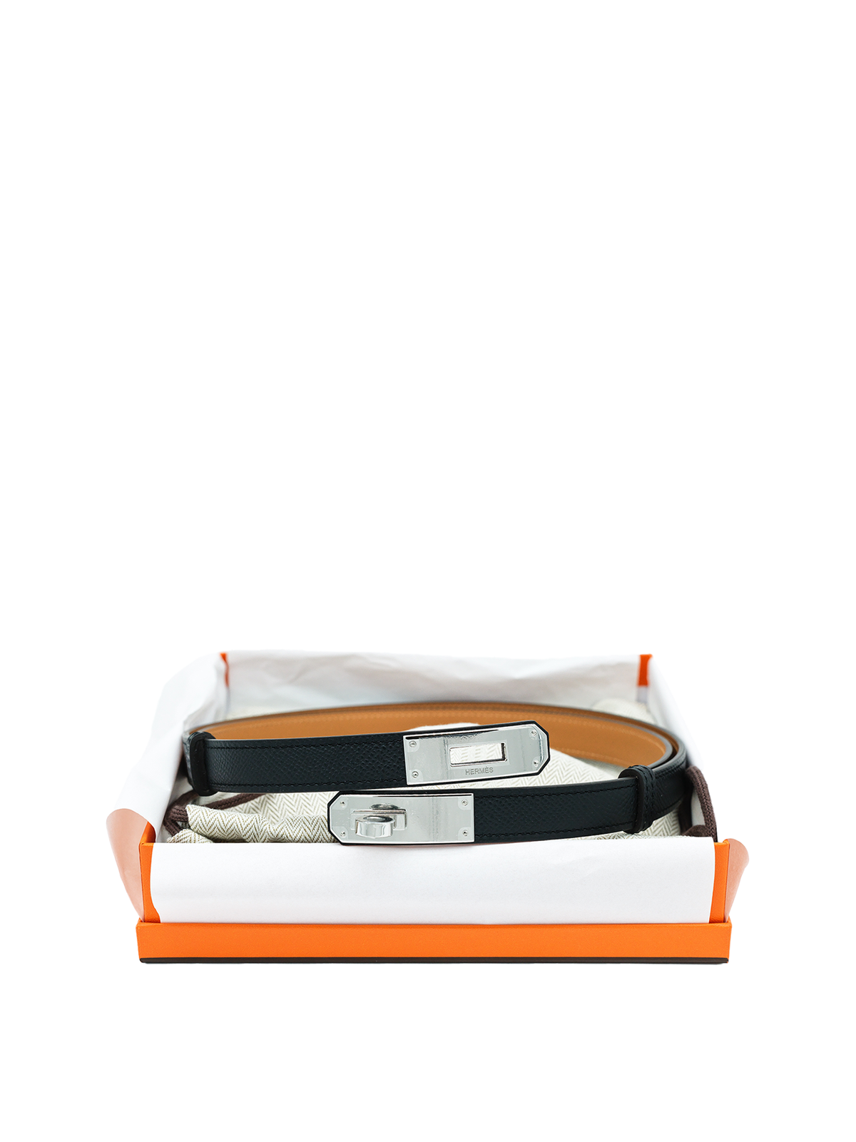 NEW HERMÈS KELLY BELT 18 EPSOM BLACK PHW