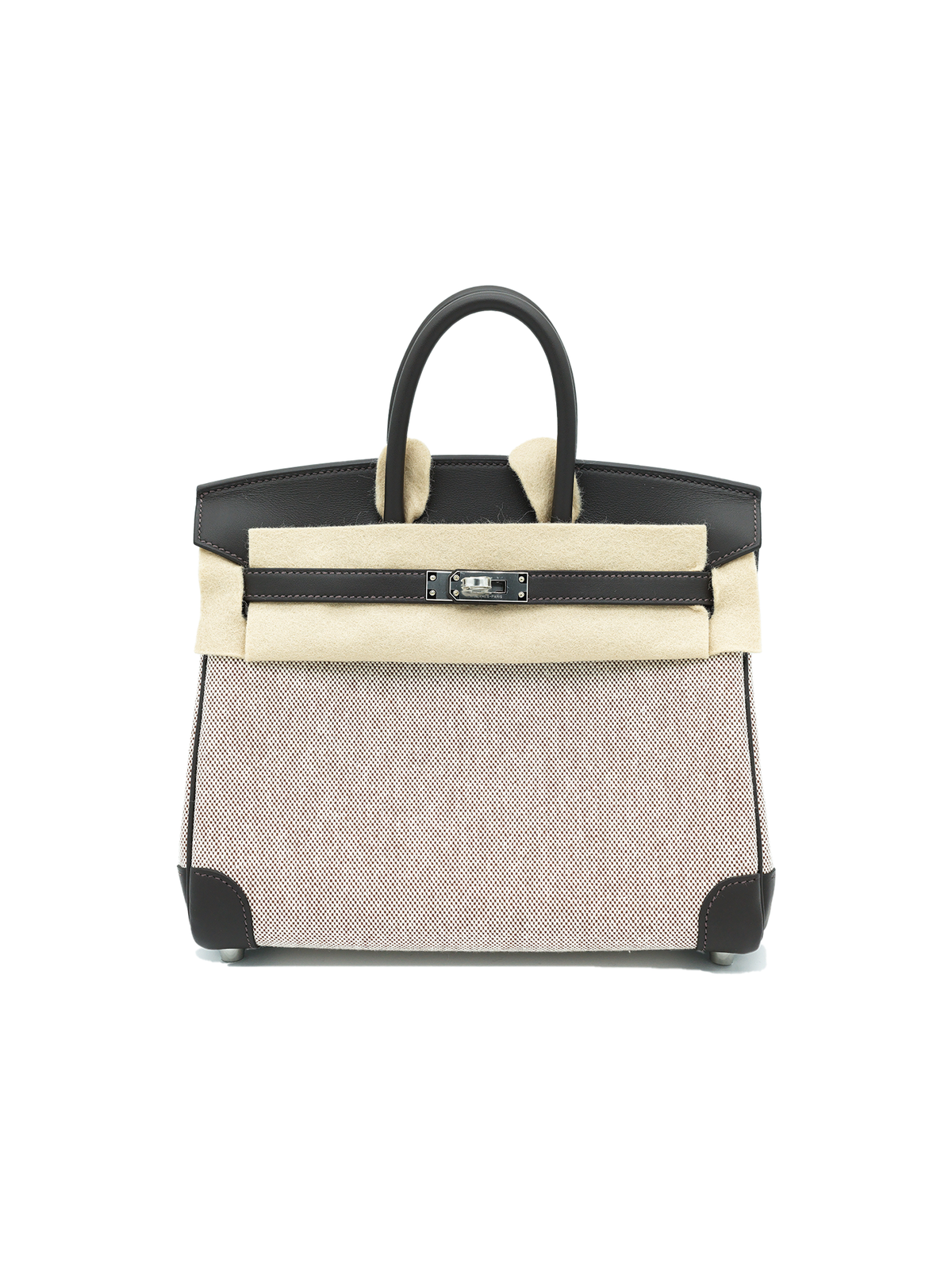 NEW HERMÈS BIRKIN 25 TOILE/ SWIFT BAI-BRUN PHW
