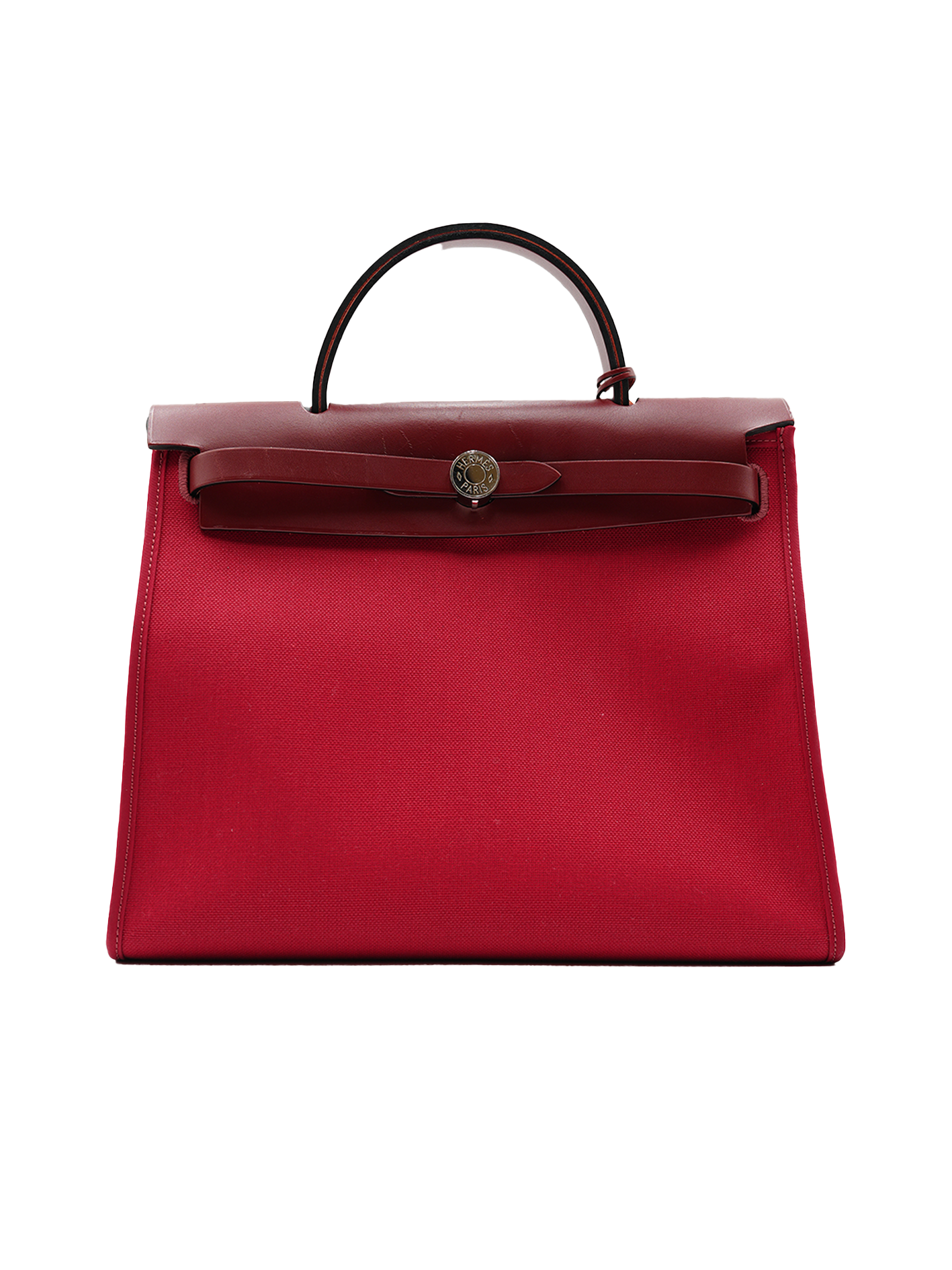 PRE-LOVED HERMÈS HERBAG 31 TOILE/SWIFT ROUGE GRENAT PHW
