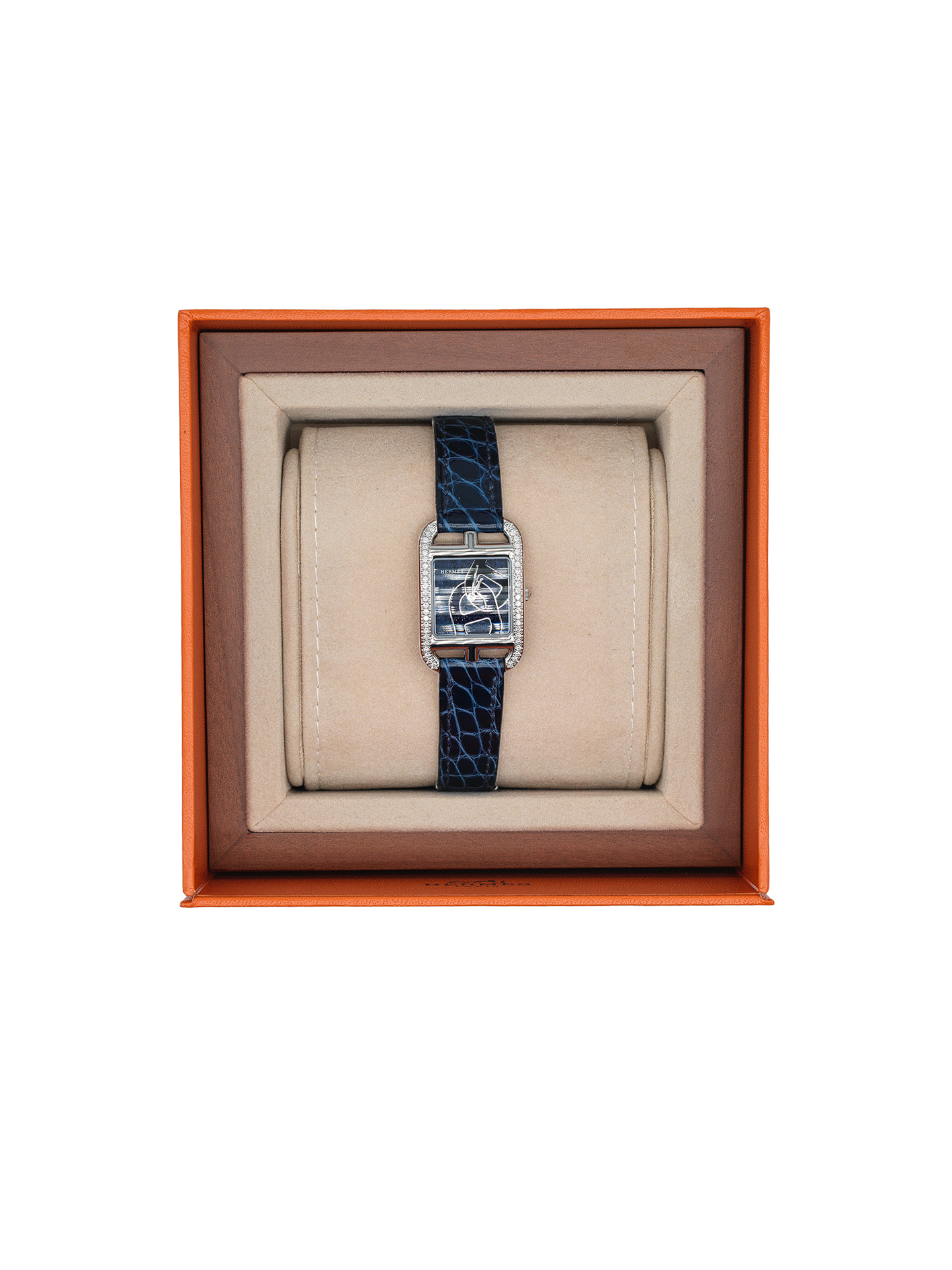 NEW HERMÈS COPE COD WATCH SMALL MODEL 31 MM BLUE WITH DIAMOND PHW