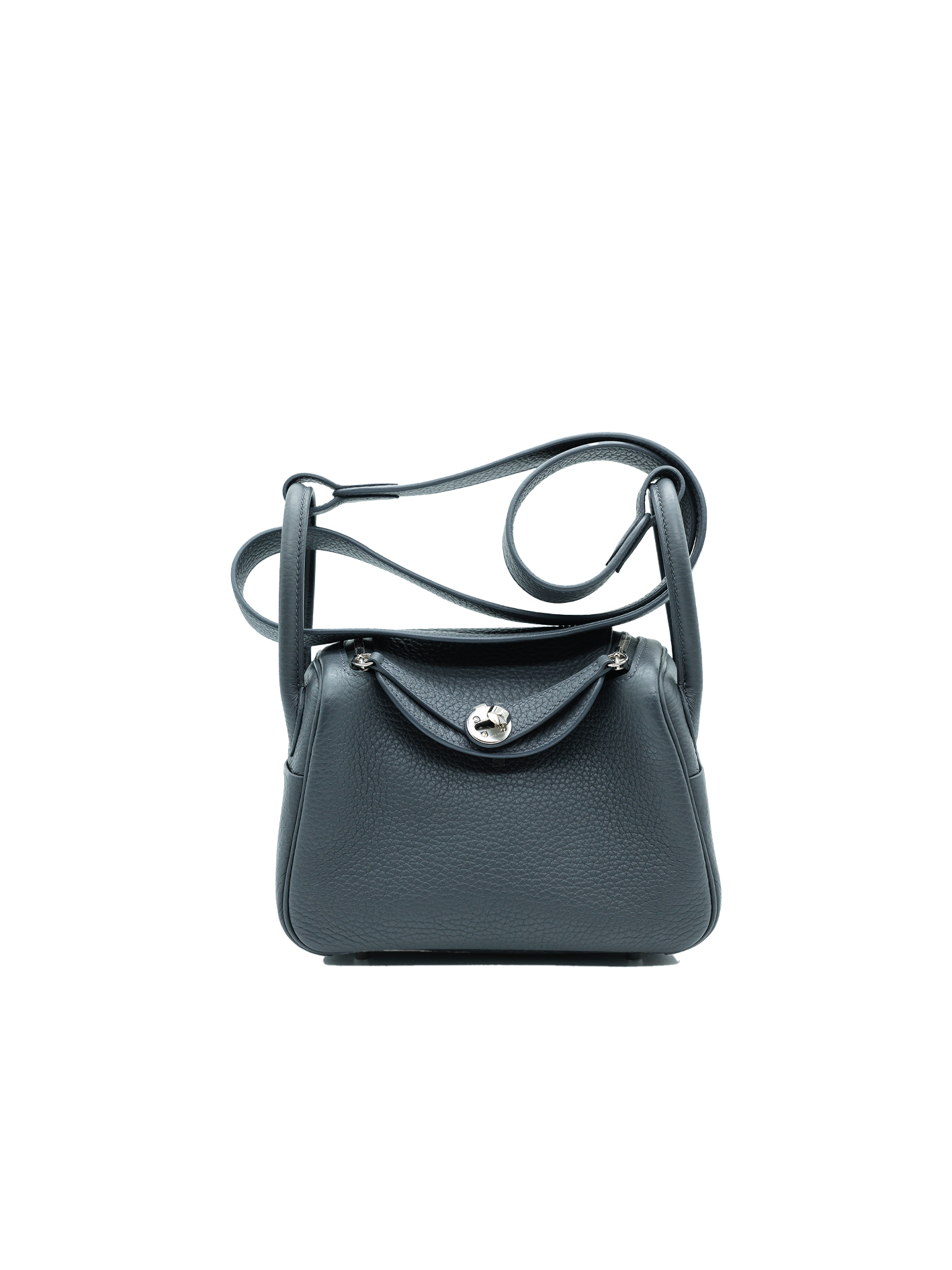 PRE-LOVED HERMÈS MINI LINDY TAURILLON CLEMENCE GRIS ARDOISE PHW