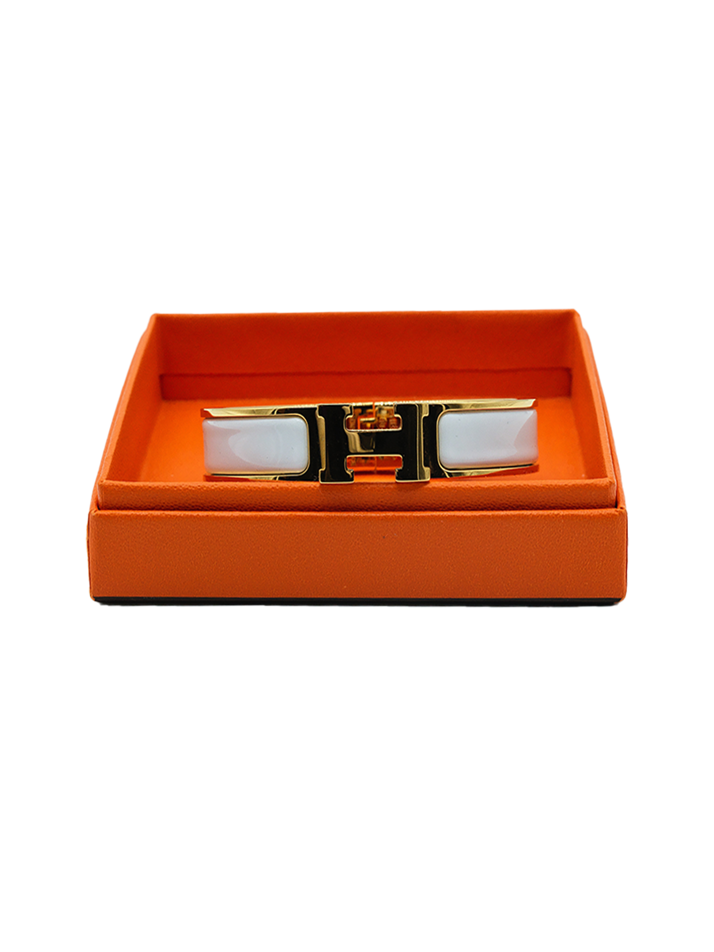 PRE-LOVED HERMÈS CLIC H BRACELET BLANC GHW