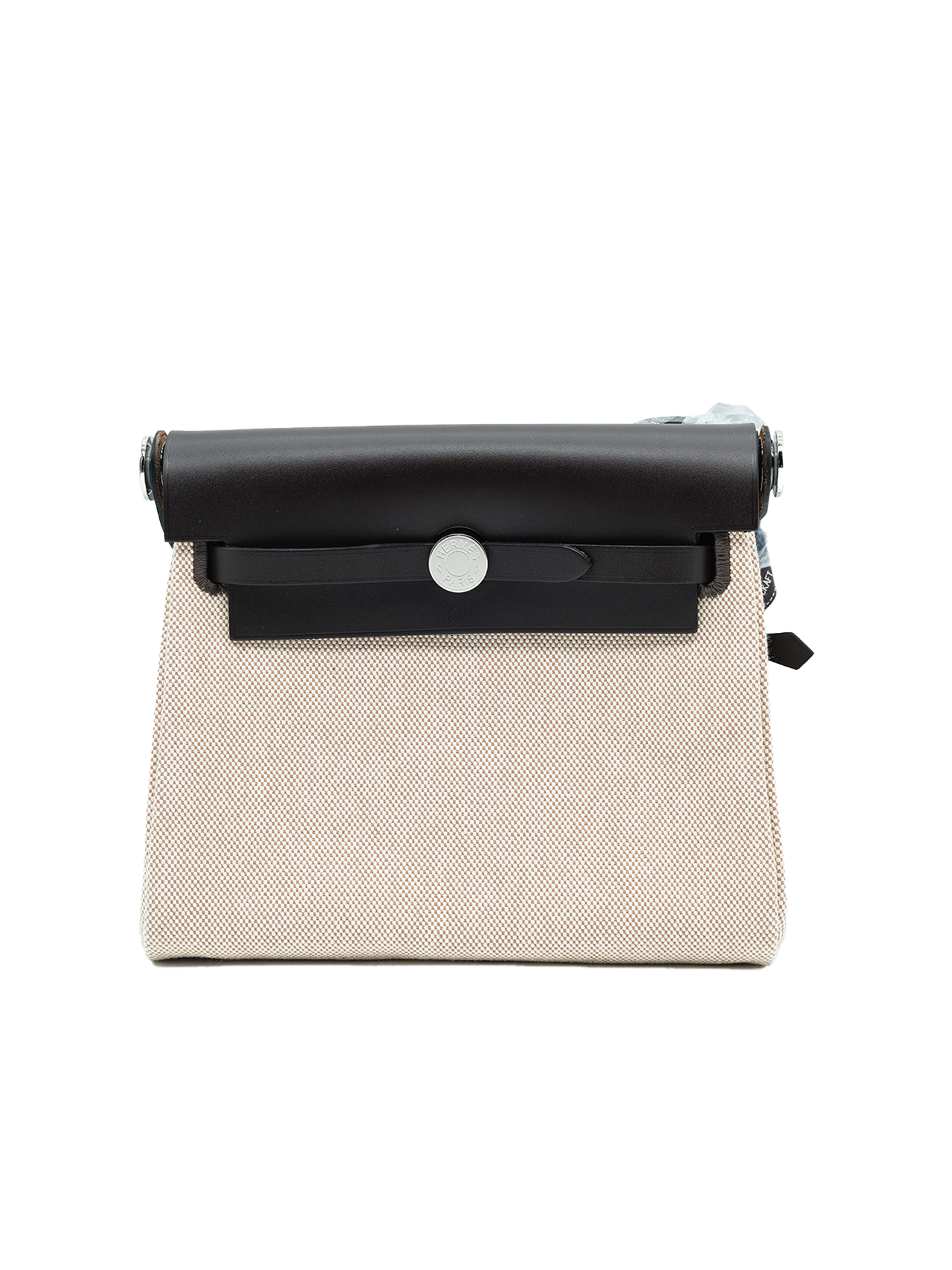 NEW HERMÈS MINI HERBAG TOILE EBENE PHW