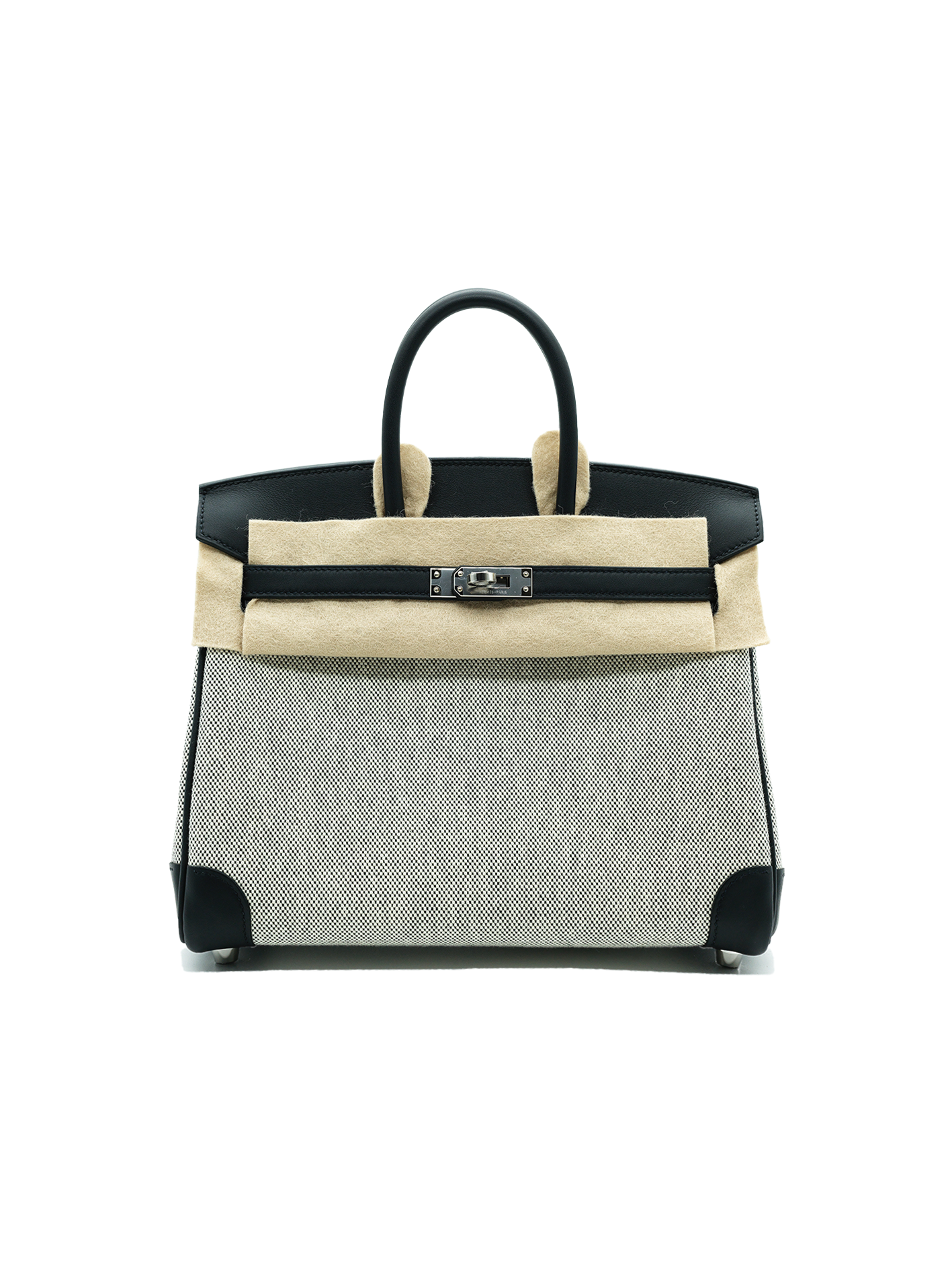 NEW HERMÈS BIRKIN 25 TOILE/ SWIFT BLACK PHW