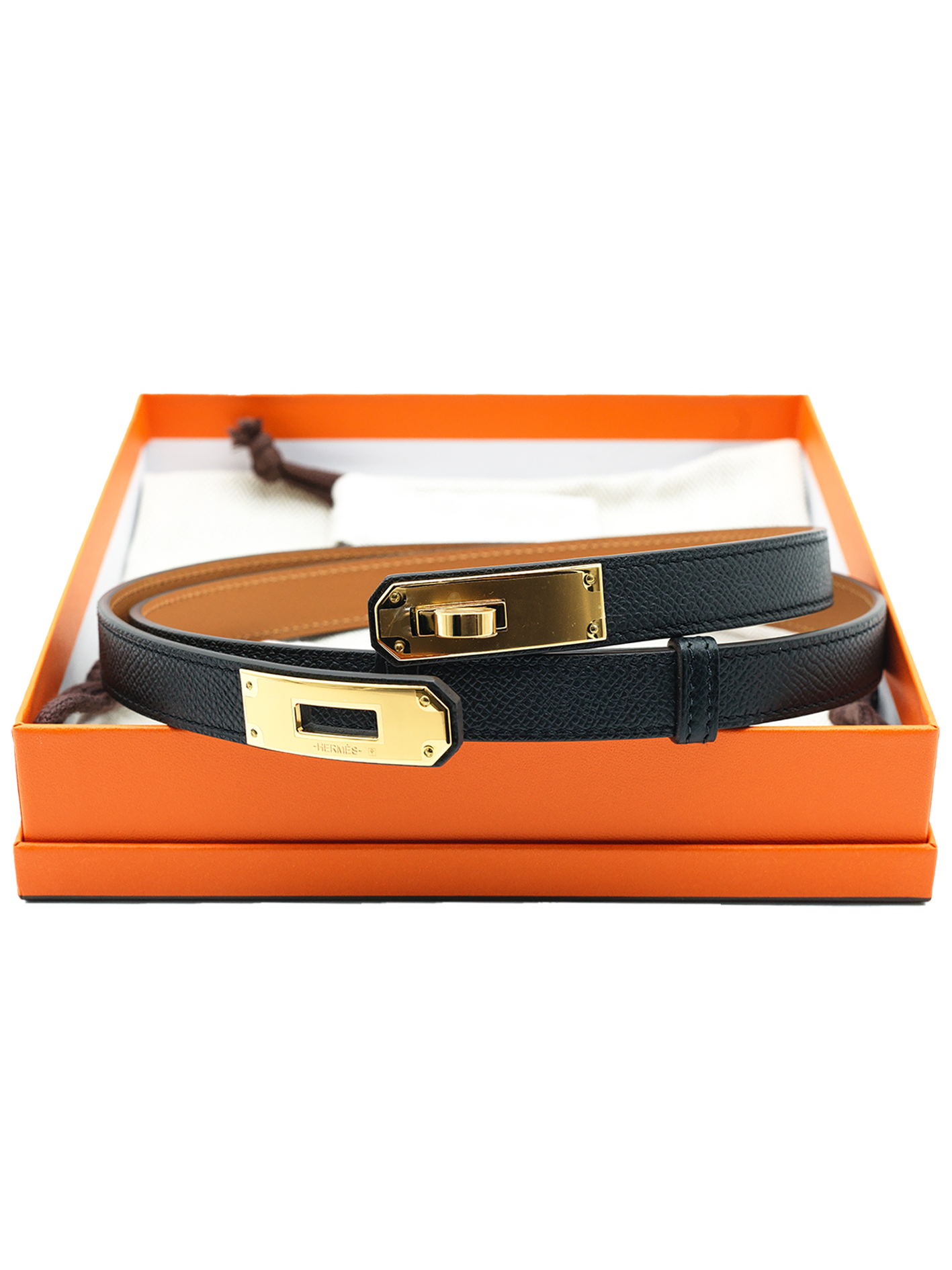 NEW HERMÈS KELLY BELT 18 EPSOM BLACK GHW