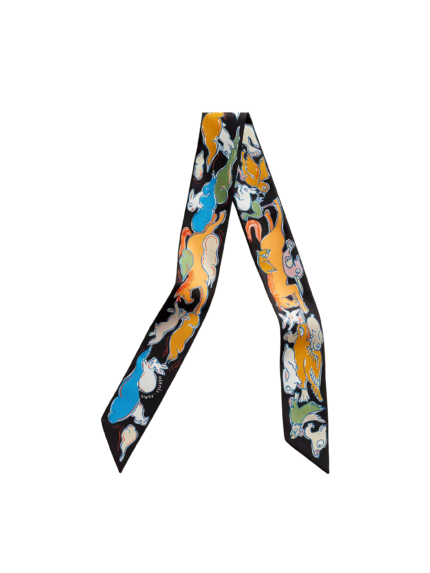 NEW HERMÈS MILLE ET UN LAPINS (BLACK) TWILLY