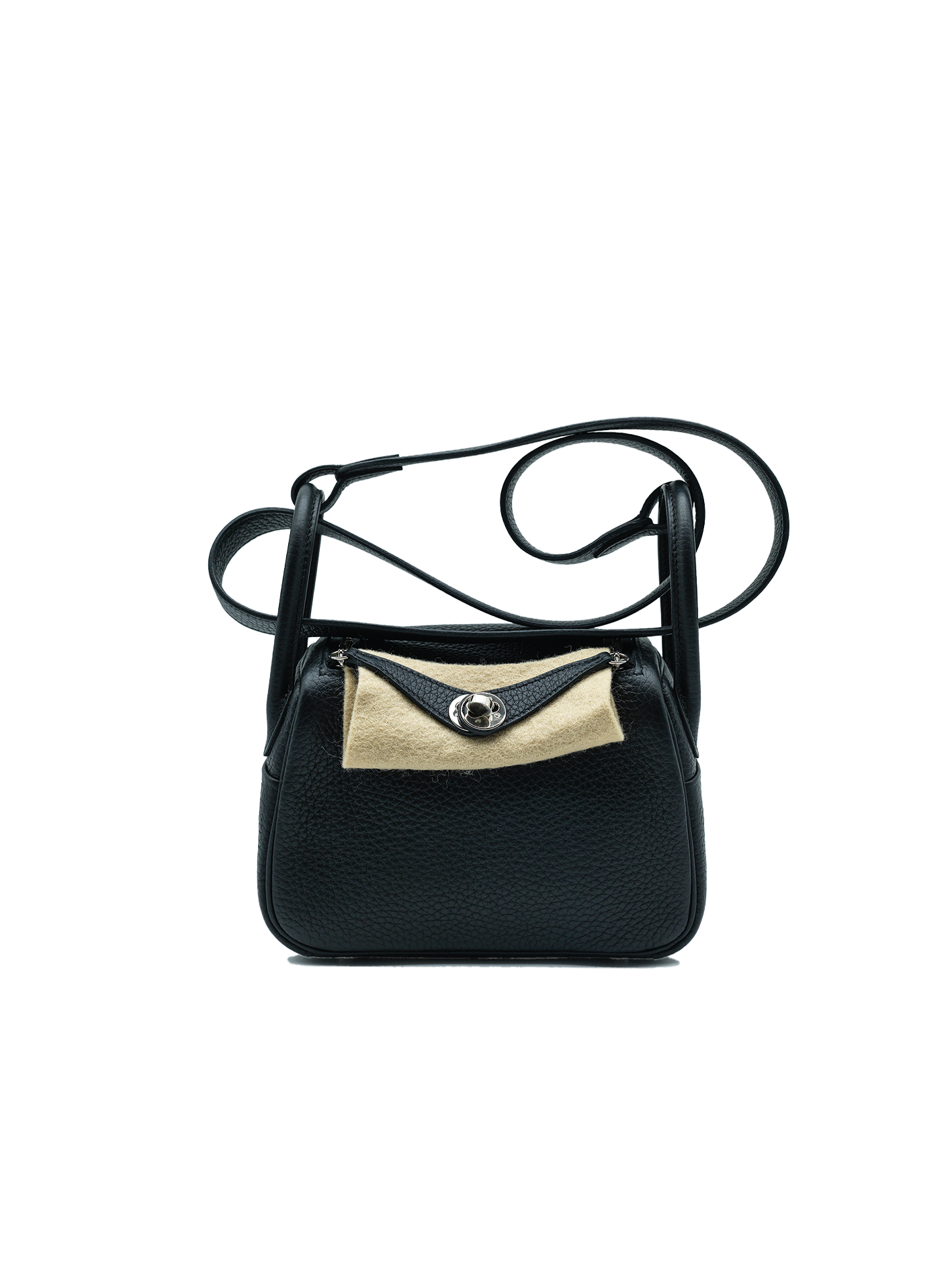 PRE-LOVED HERMÈS MINI LINDY TAURILLON CLEMENCE BLACK PHW