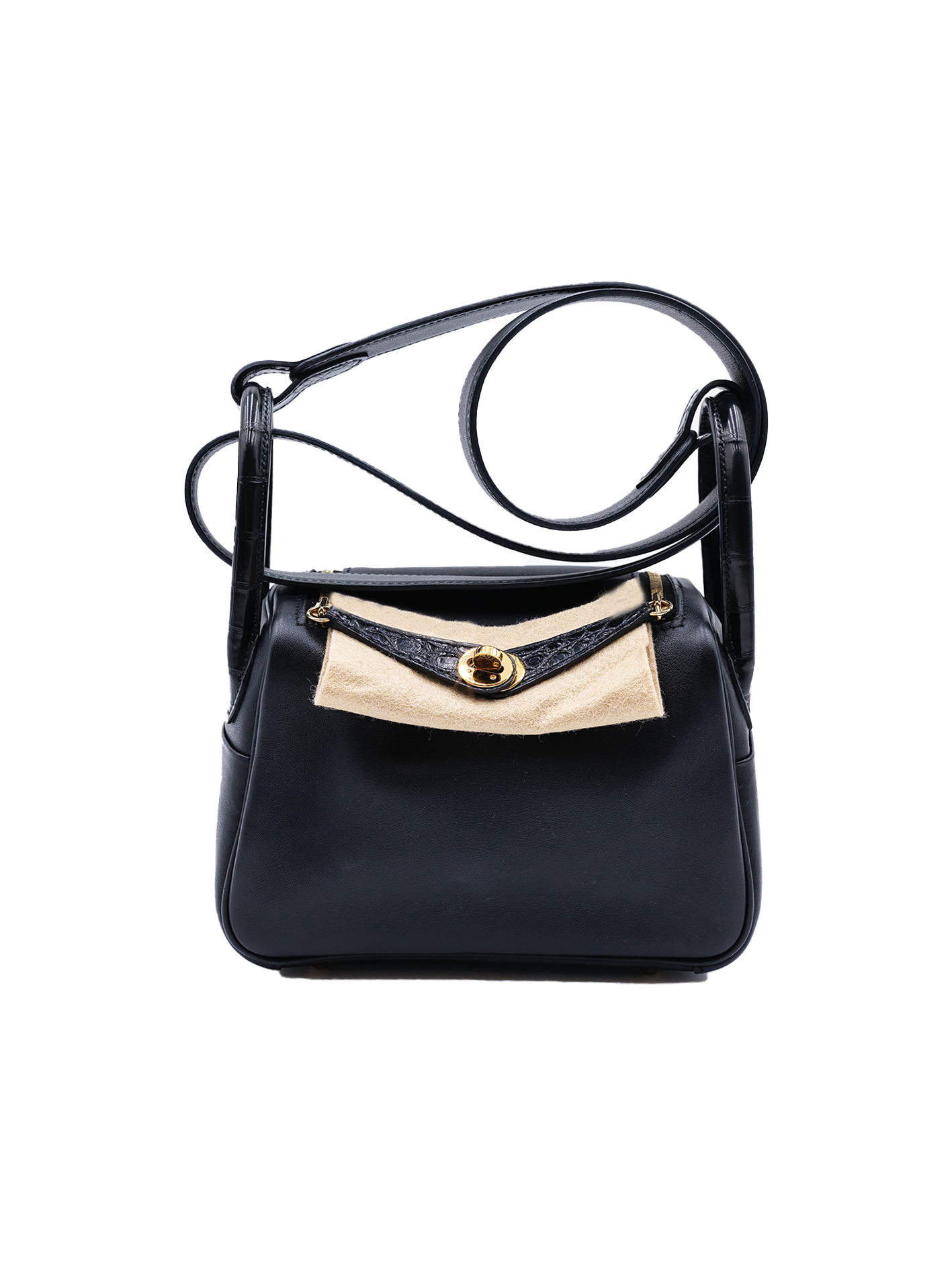 USED HERMES MINI LINDY ALLIGATOR/ SWIFT BLACK GHW