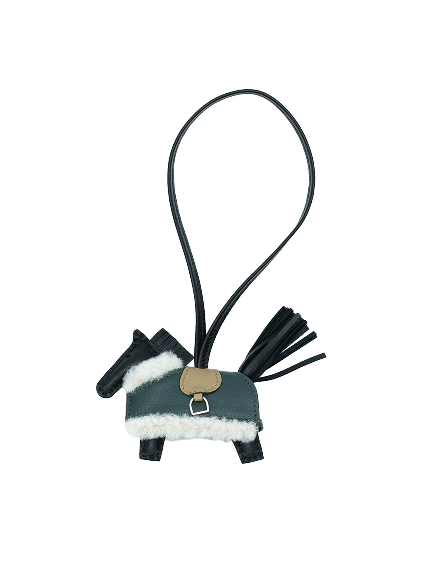 NEW HERMÈS RODEO ROBEO PLUSH CHARM BLACK/ BEIGE MARFA/ MANGROVE SWIFT