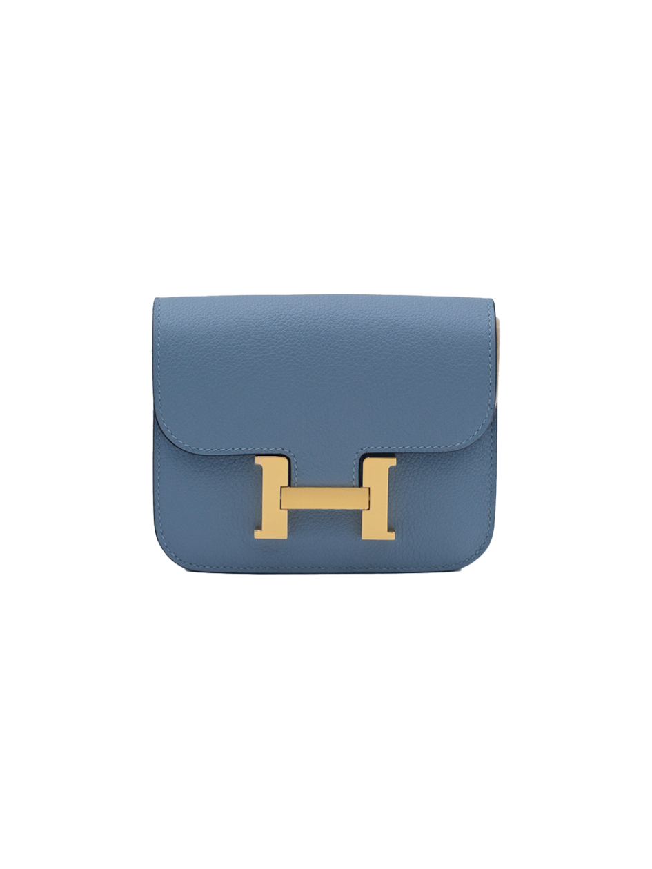 NEW HERMES CONSTANCE SLIM EVERCOLOR BLUE LIN GHW