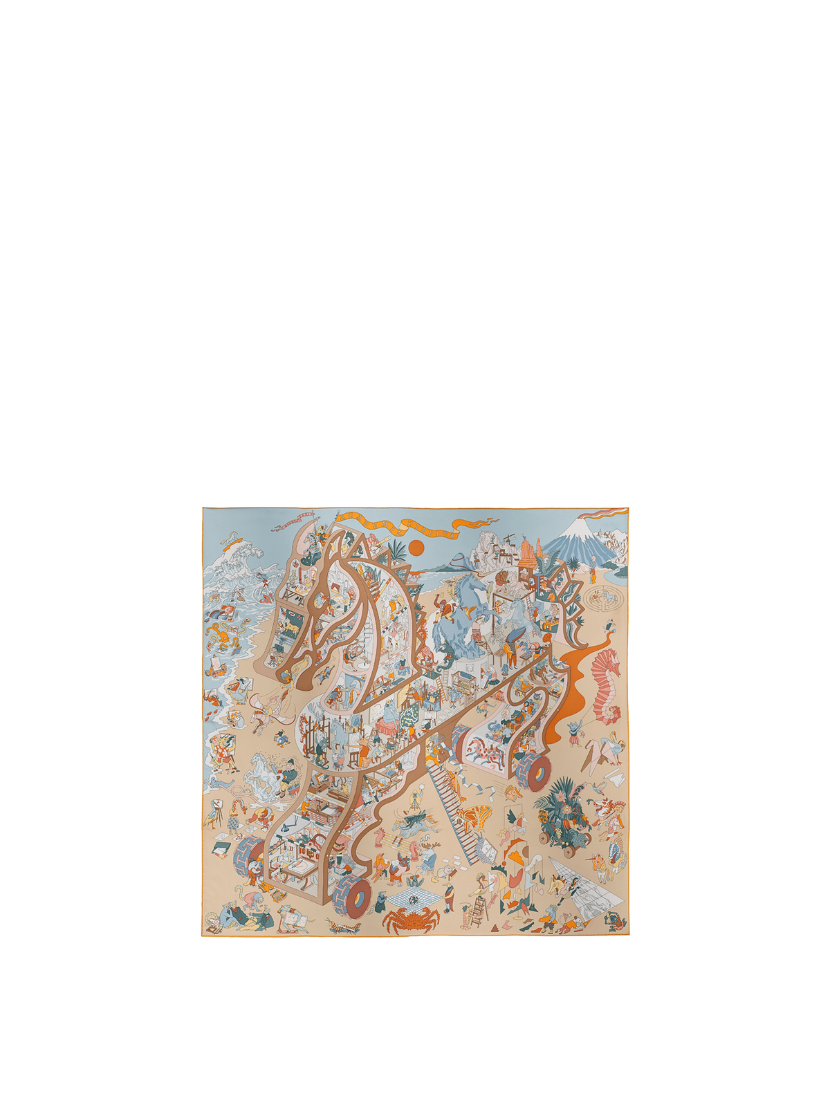 NEW HERMÈS ACADEMIA HIPPICA BLEU GLACIAL/ D' OR SCARF