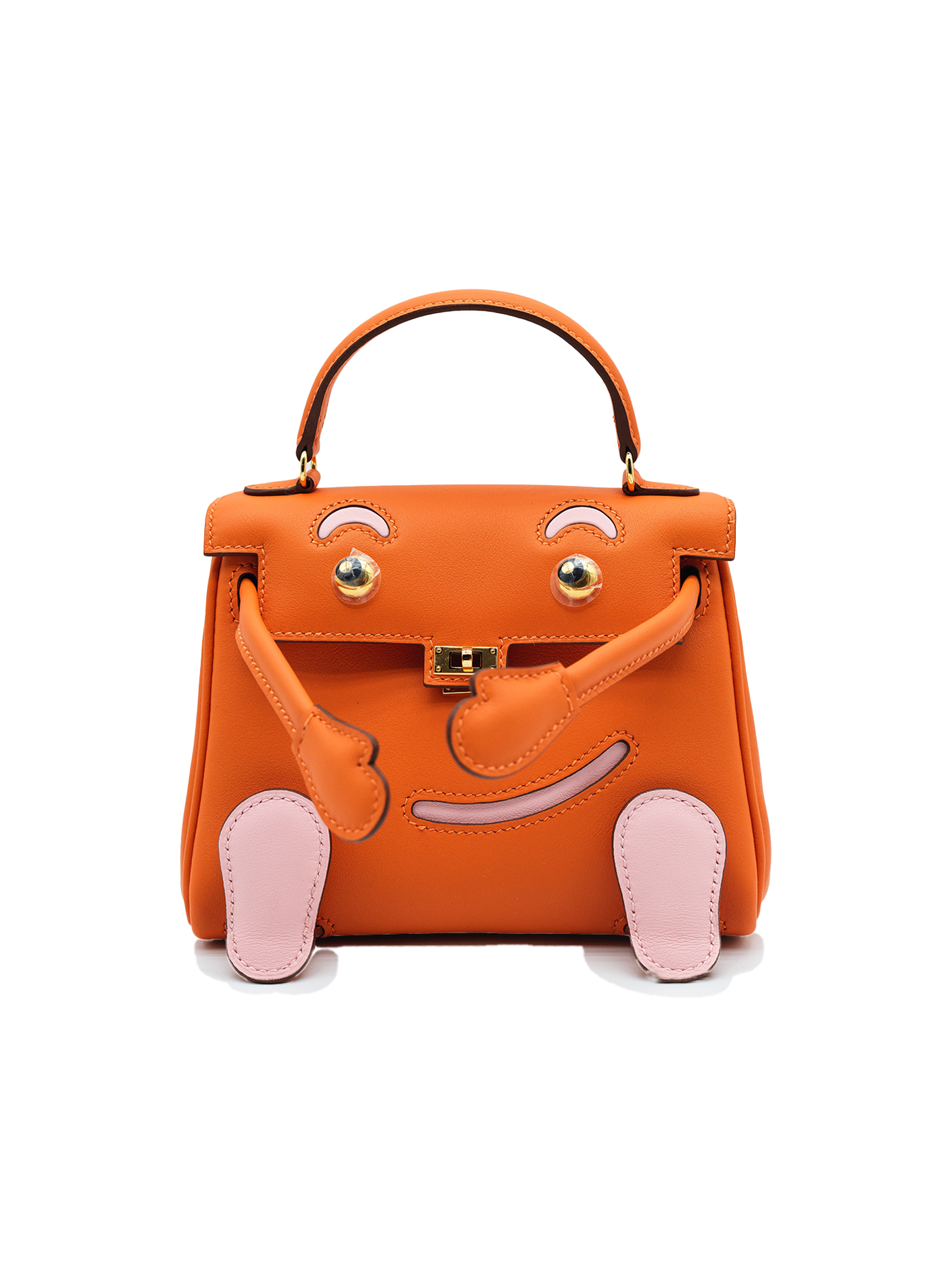 NEW HERMÈS QUELLE IDOLE KELLY DOLL SWIFT ORANGE/ ROSE SAKURA GHW