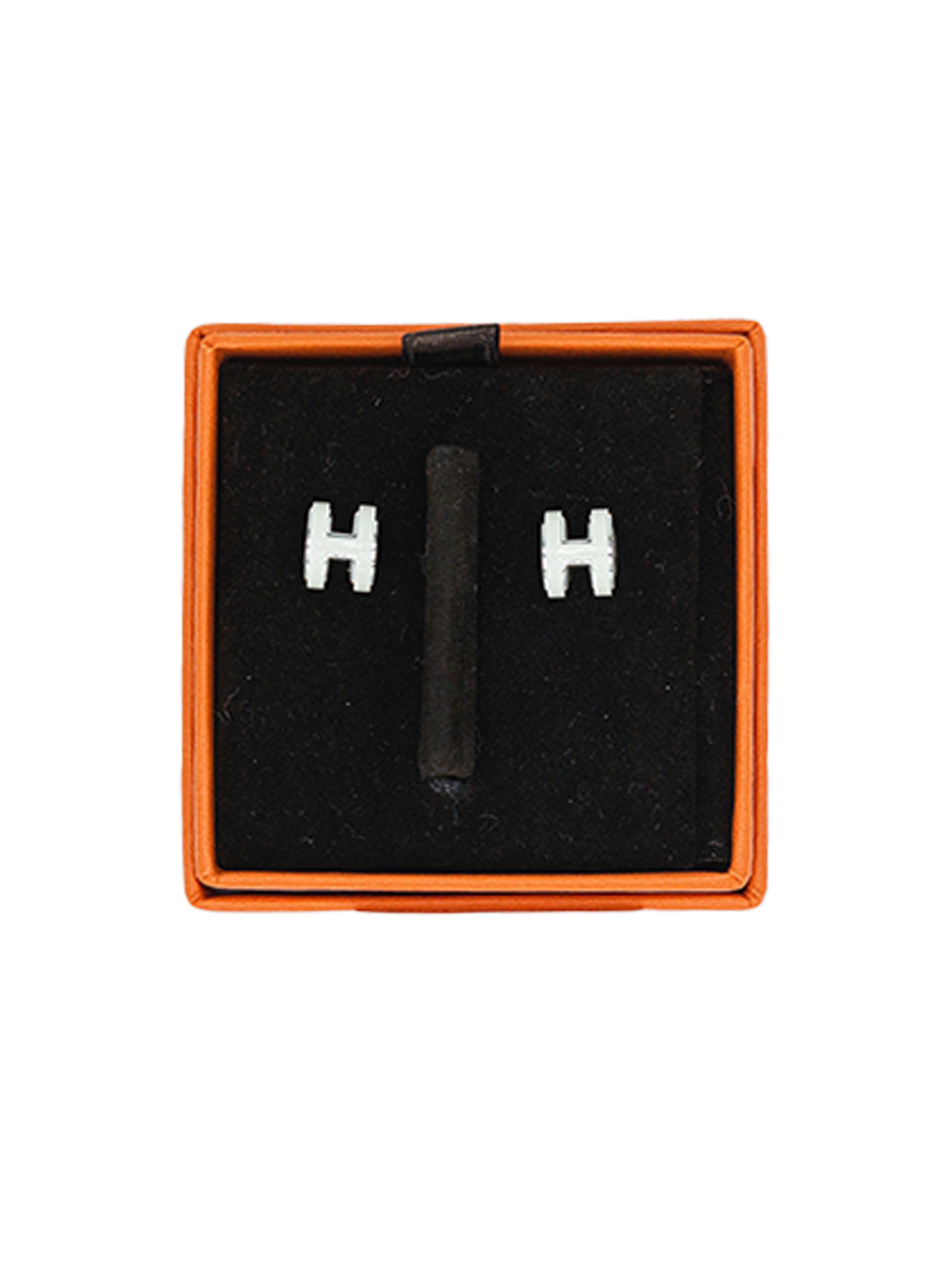 NEW HERMÈS MINI POP H EARRING BLANC PHW