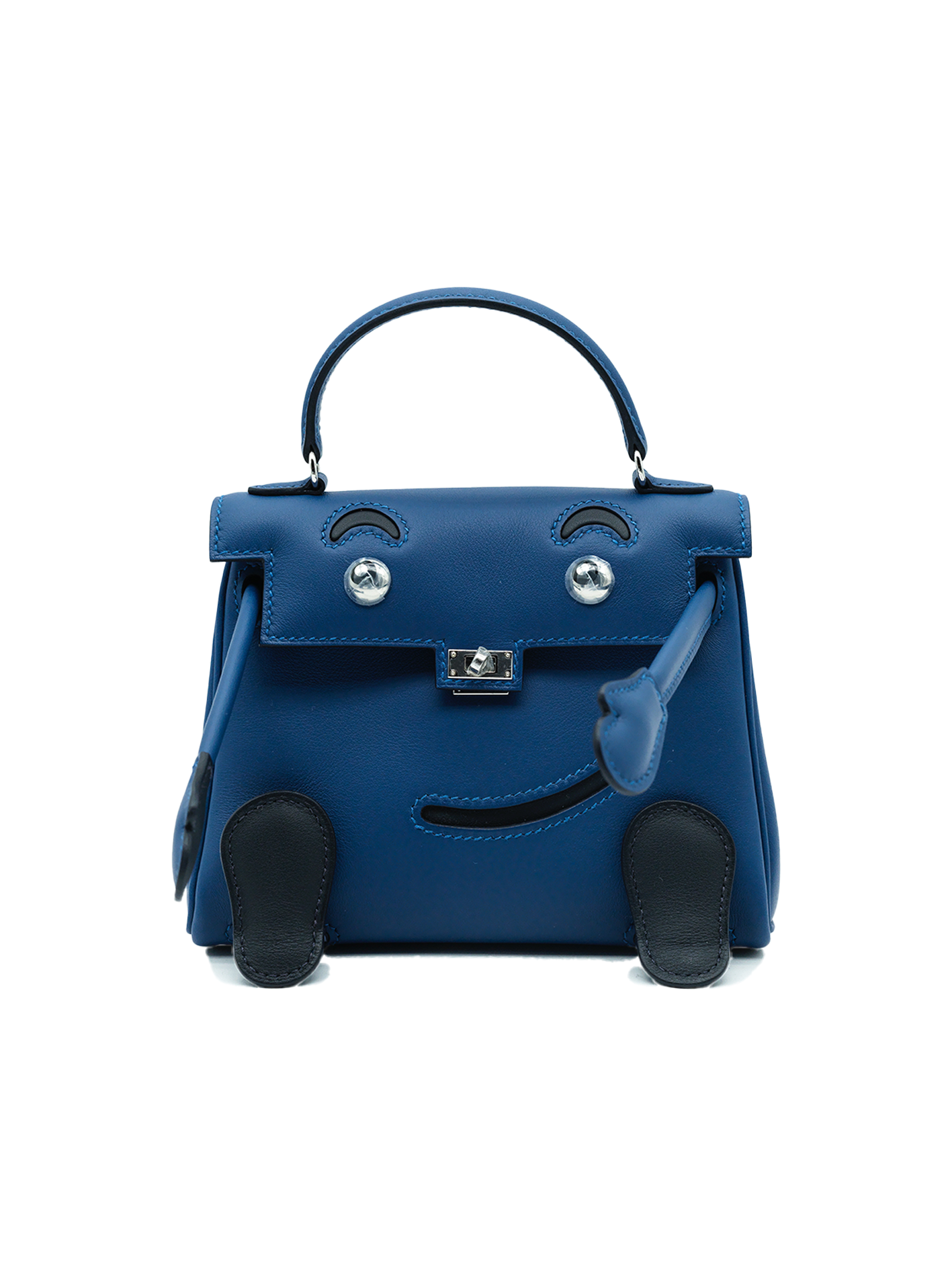 NEW HERMÈS QUELLE IDOLE KELLY DOLL SWIFT BLEU TIE/ CABAN PHW