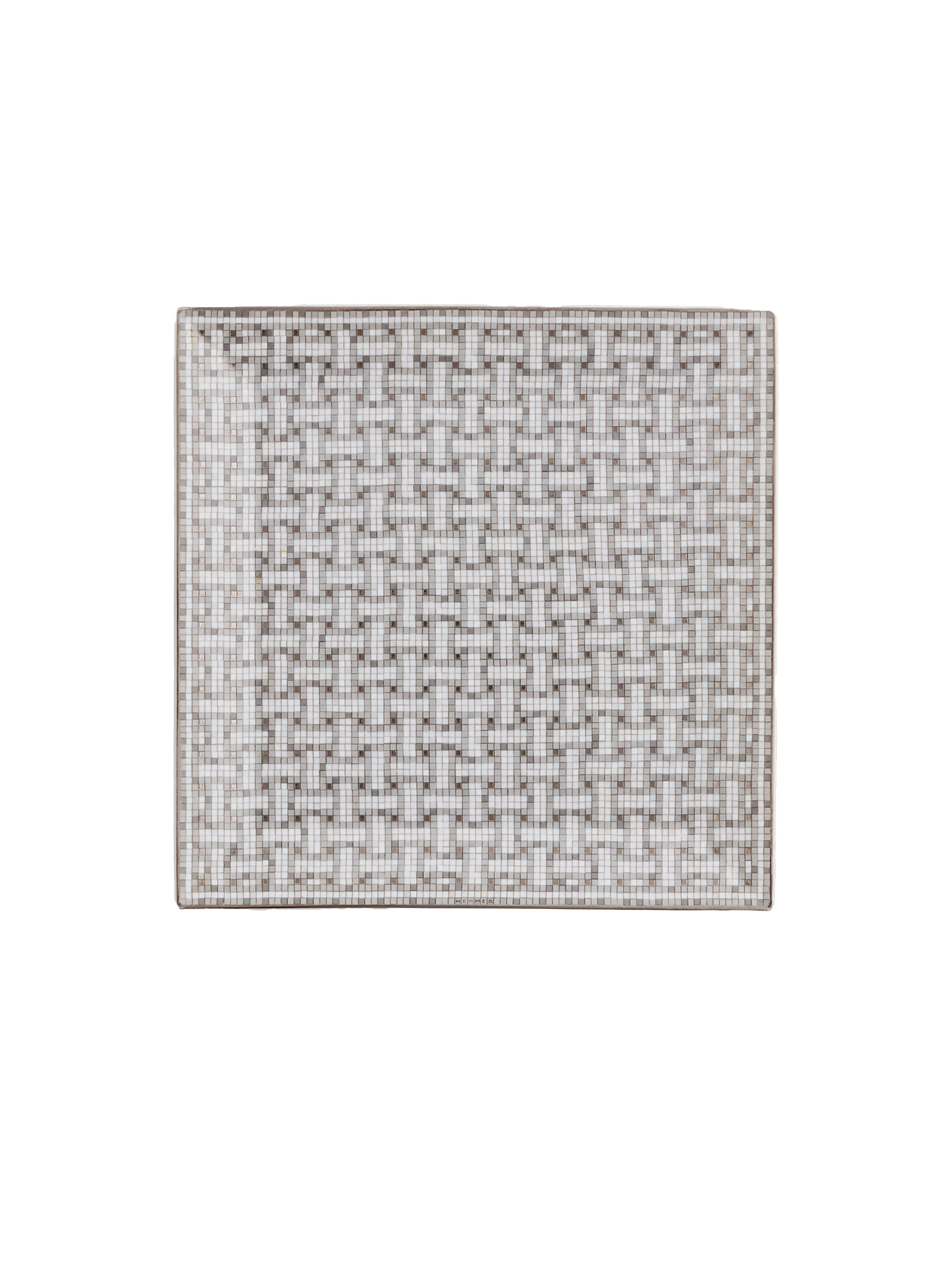NEW HERMÈS MOSAIQUE AU 24 PLATINUM SQUARE PLATE N°4