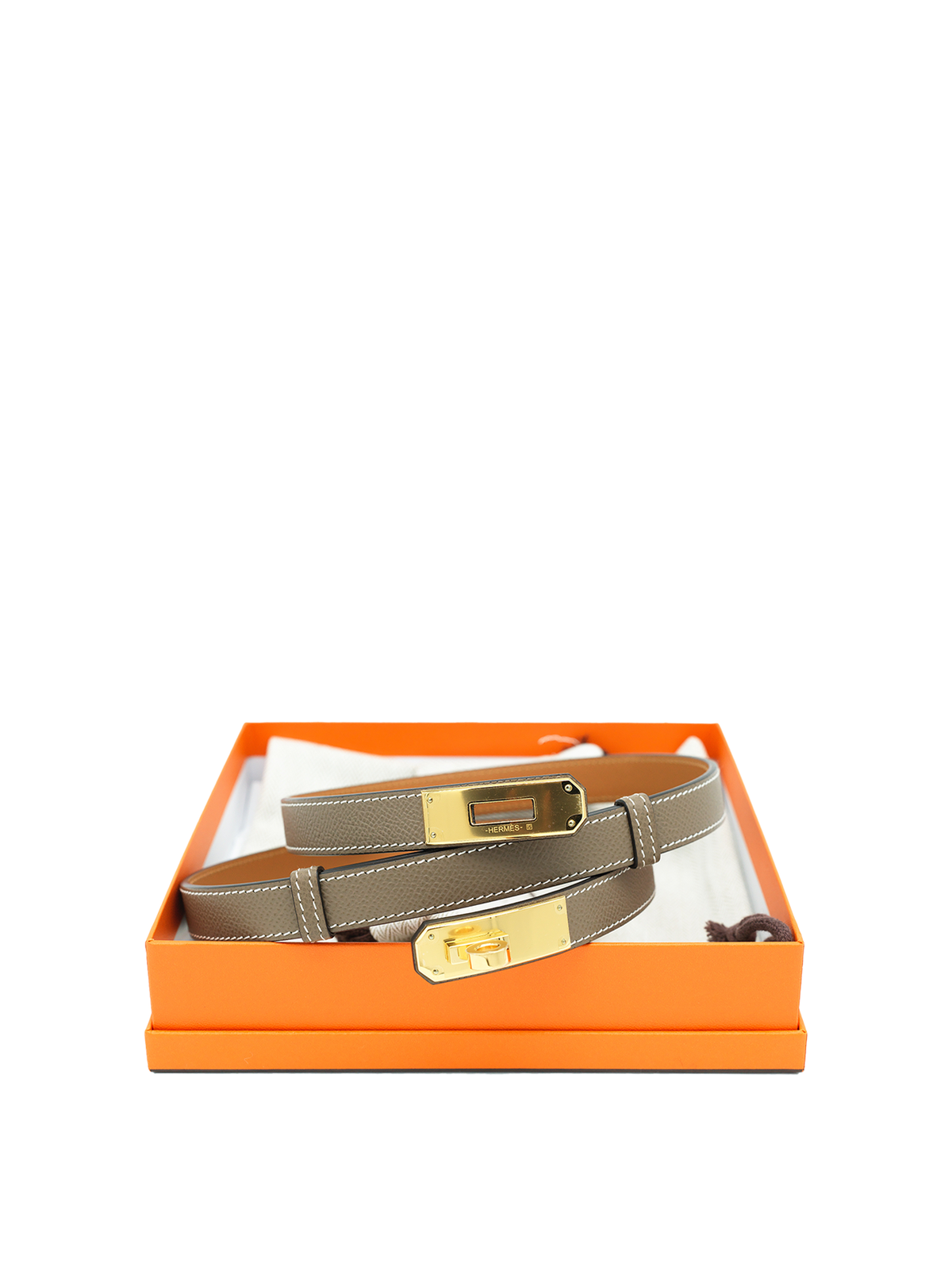 NEW HERMÈS KELLY BELT EPSOM ETOUPE GHW