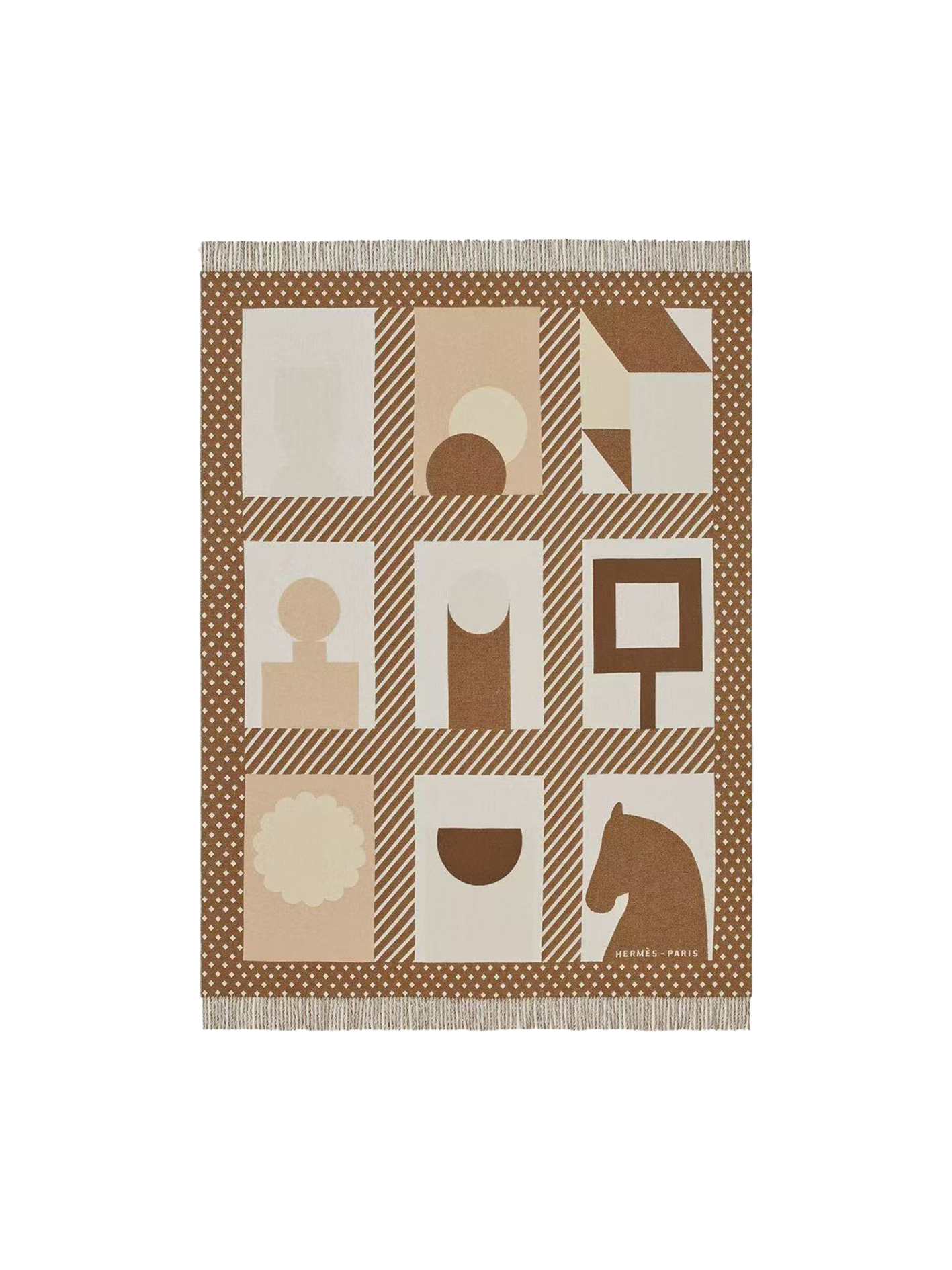 NEW HERMÈS JACQURD PLAID LES O CISAL COQUILLAGE SCARF