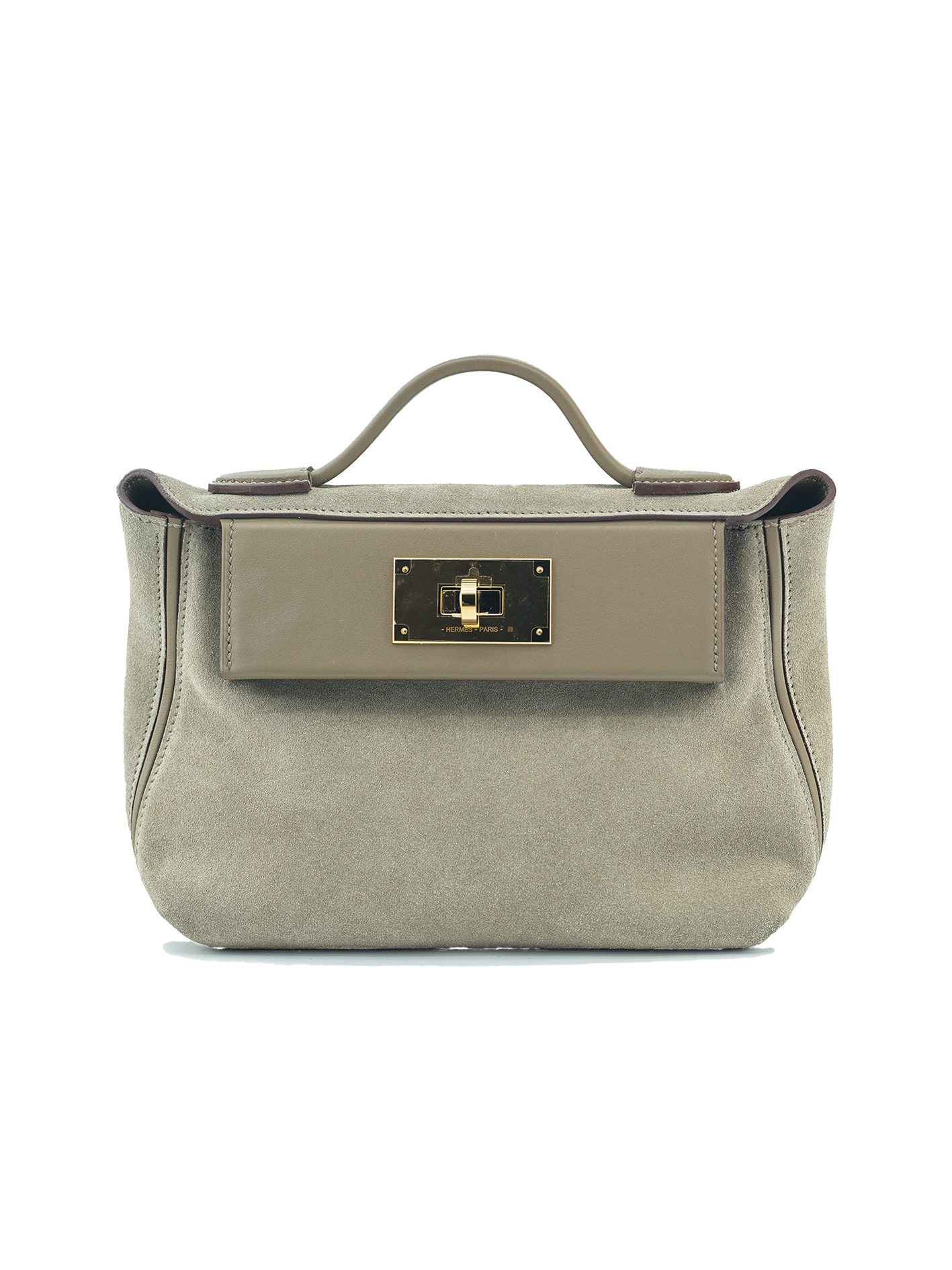 PRE-LOVED HERMÈS MINI 2424 SWIFT/ SUEDE GRIS CAILOR/ ETOUPE GHW