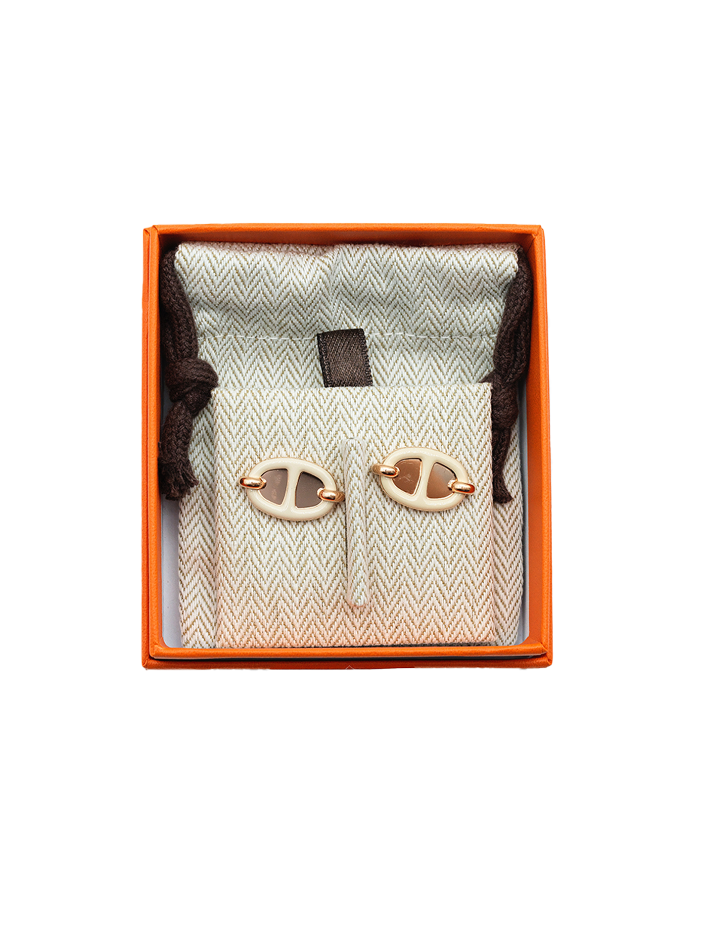 NEW HERMÈS PENDIENTES MINI MAILLON CRÈME RGHW
