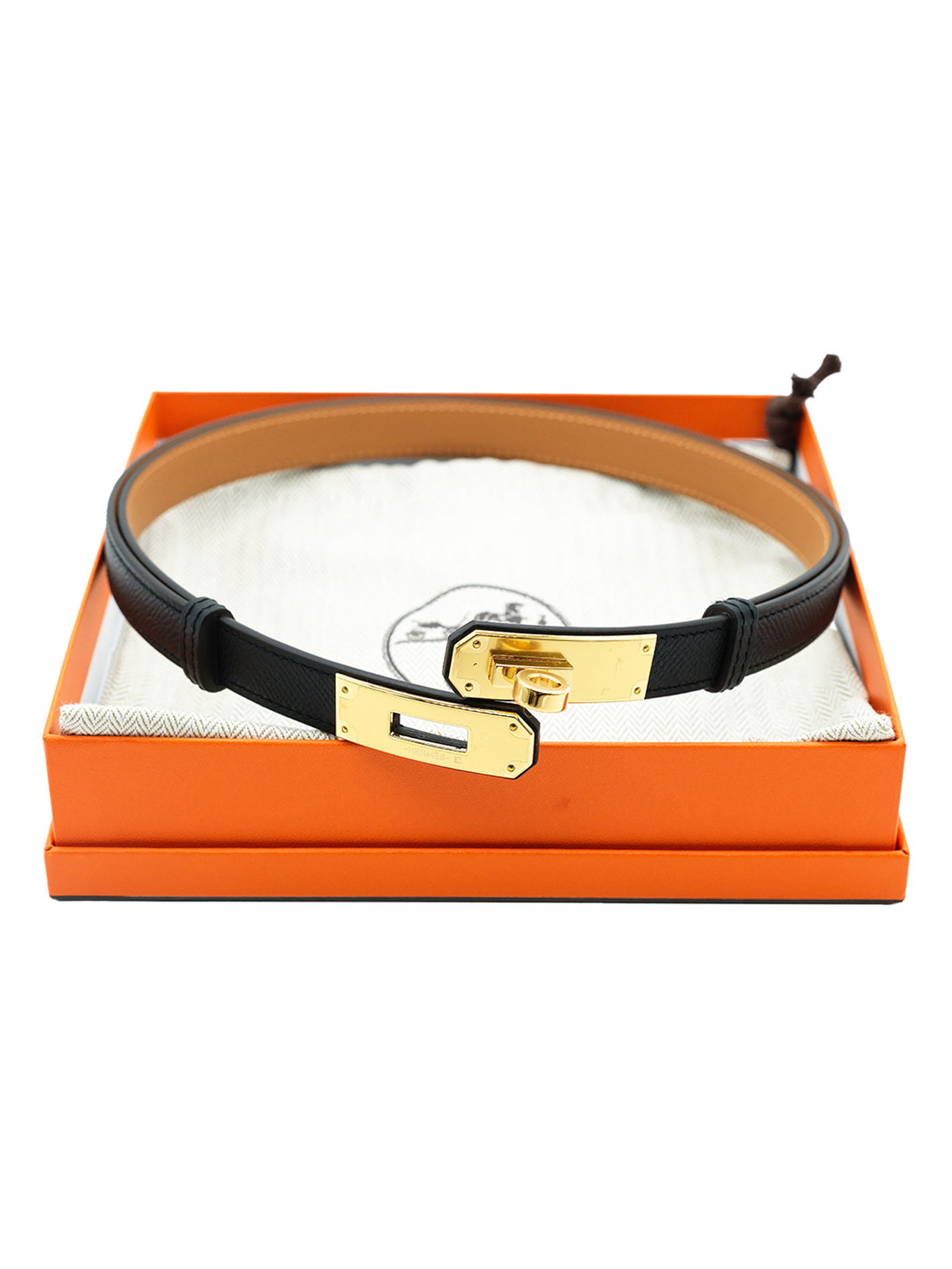 NEW HERMÈS KELLY BELT EPSOM BLACK GHW