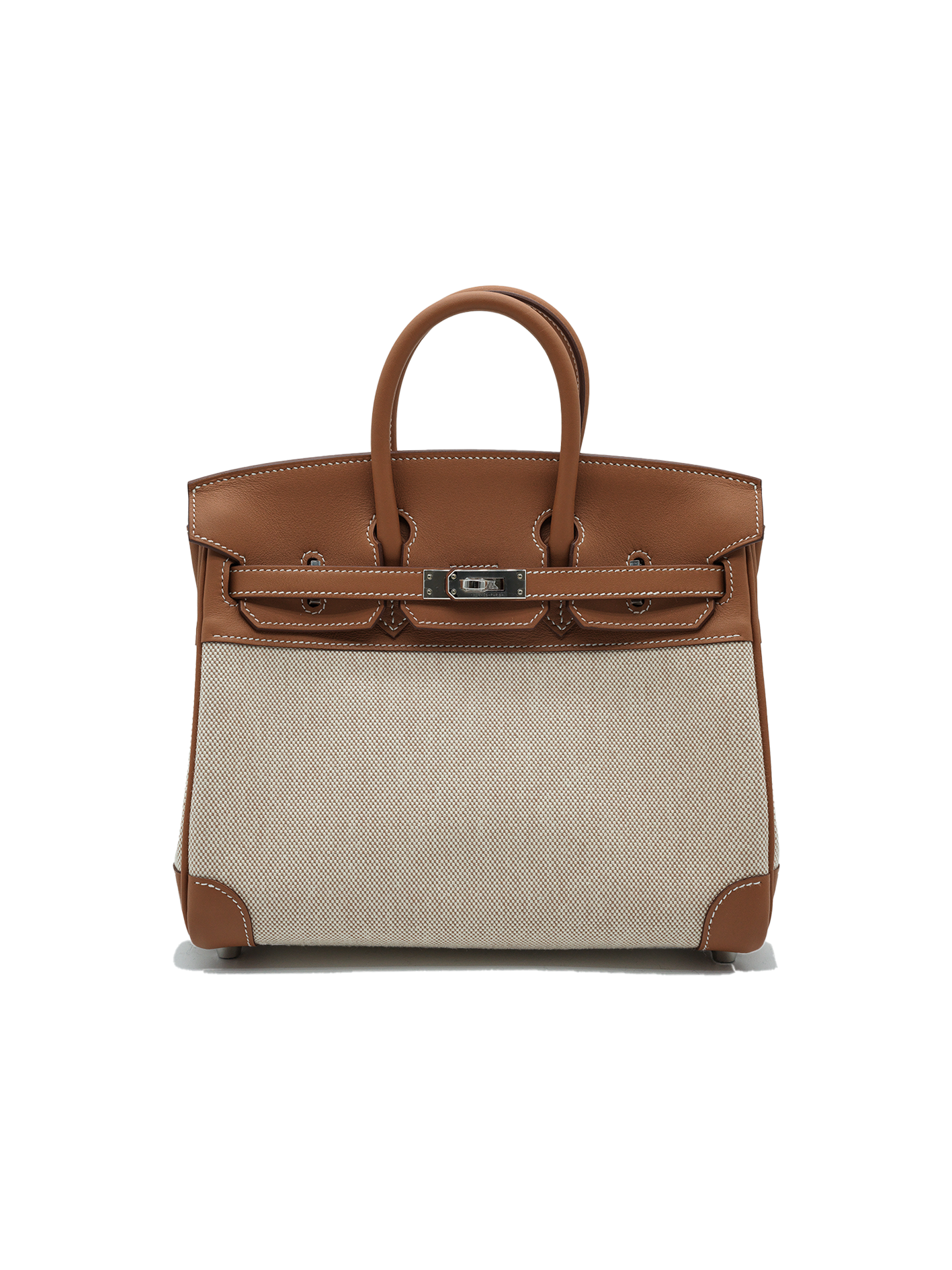 NEW HERMÈS BIRKIN 25 TOILE GOLD PHW