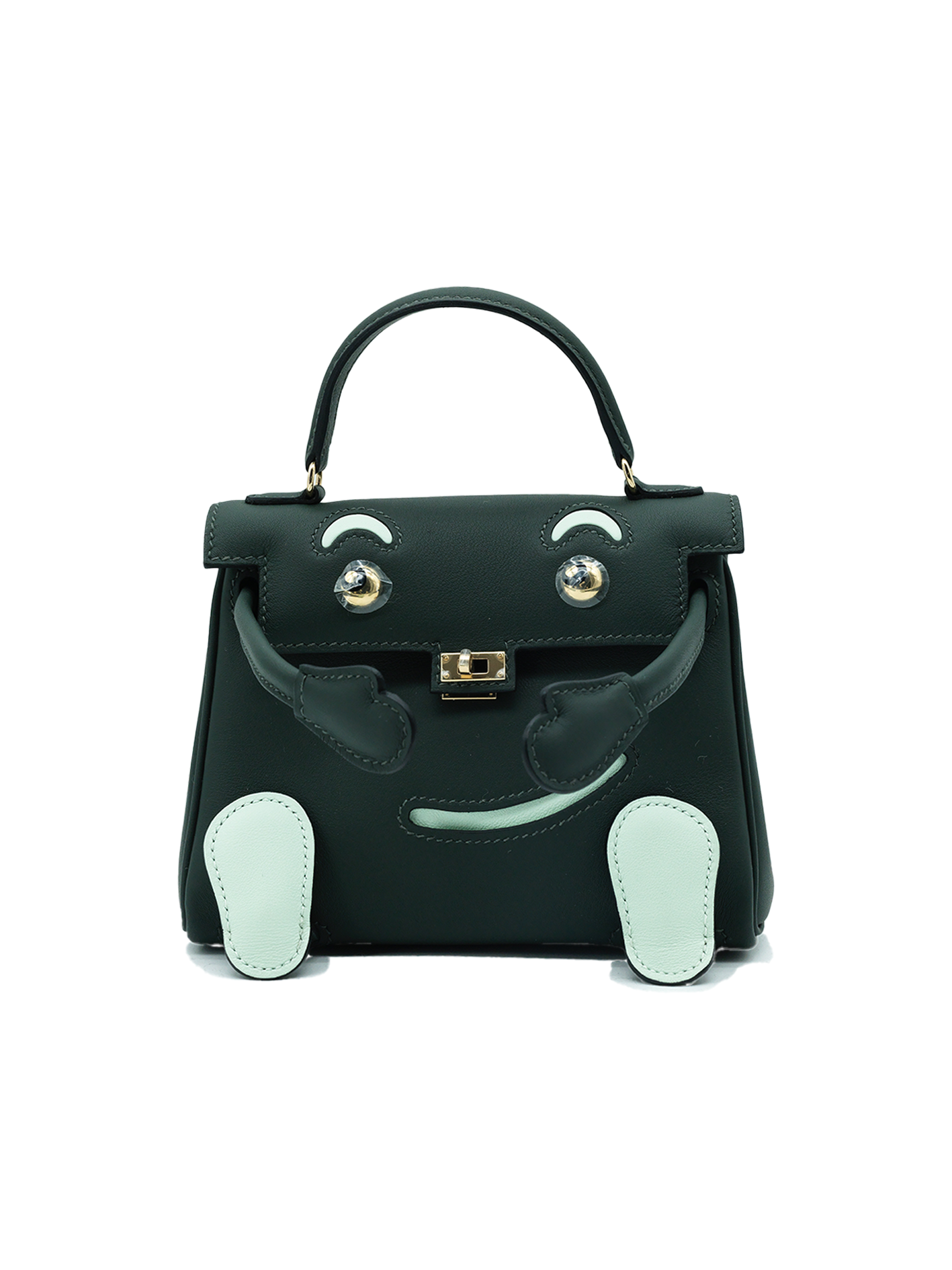NEW HERMÈS QUELLE IDOLE KELLY DOLL SWIFT VERT FONCÉ/ VERT PEPPERMINT PBHW